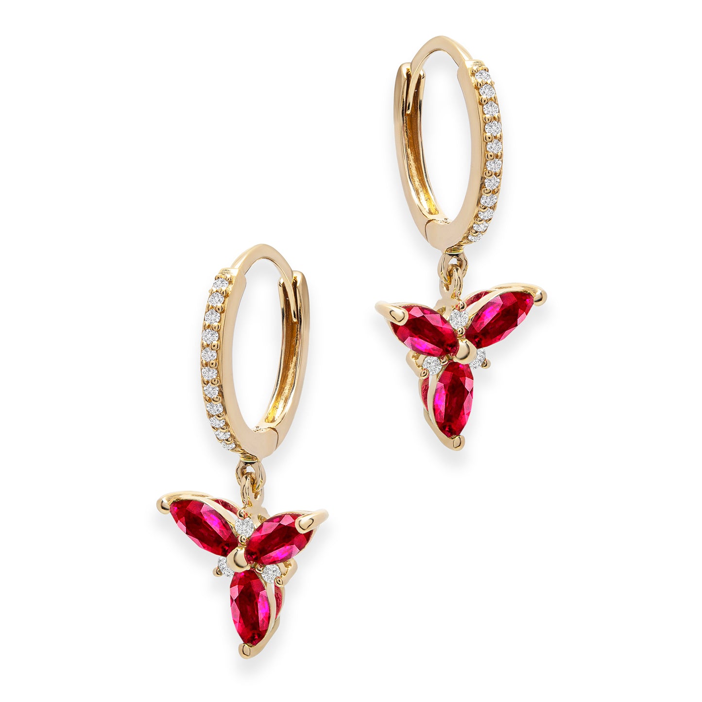 Kristina Diamond & Ruby Huggie Earrings