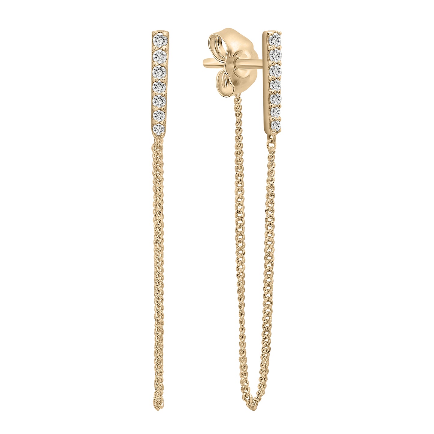 Bar long chain earrings