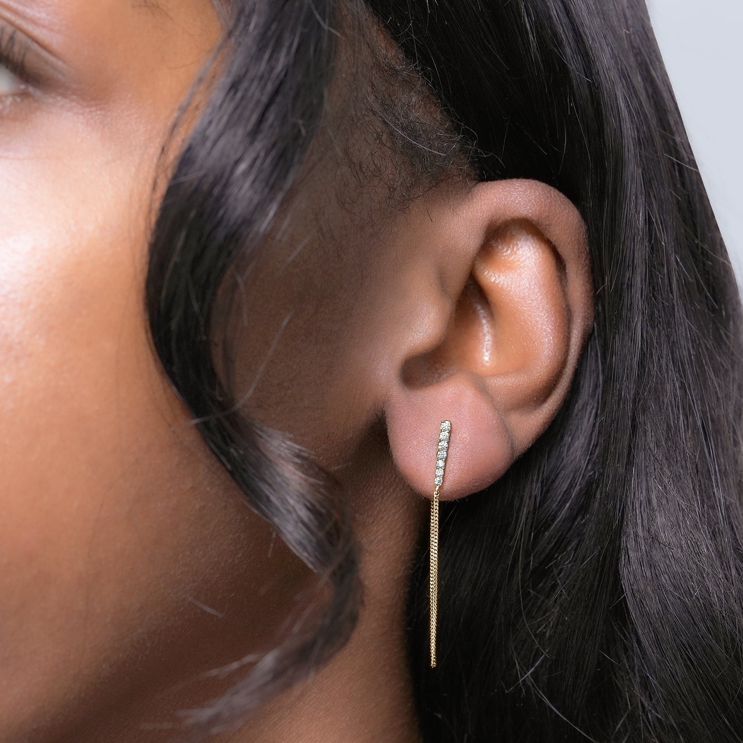 Bar long chain earrings in Yellow Gold