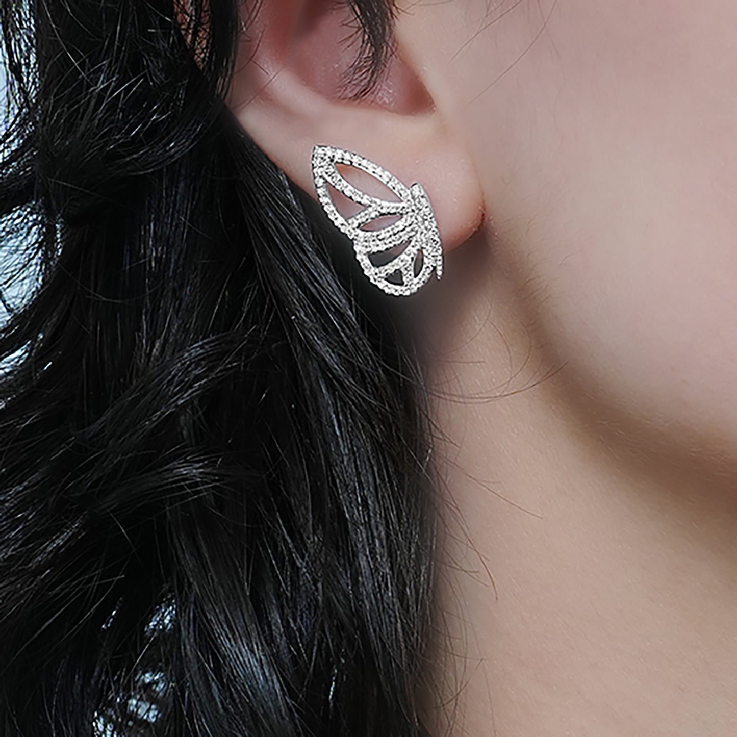 Boo White Gold Butterfly Wing Earrings