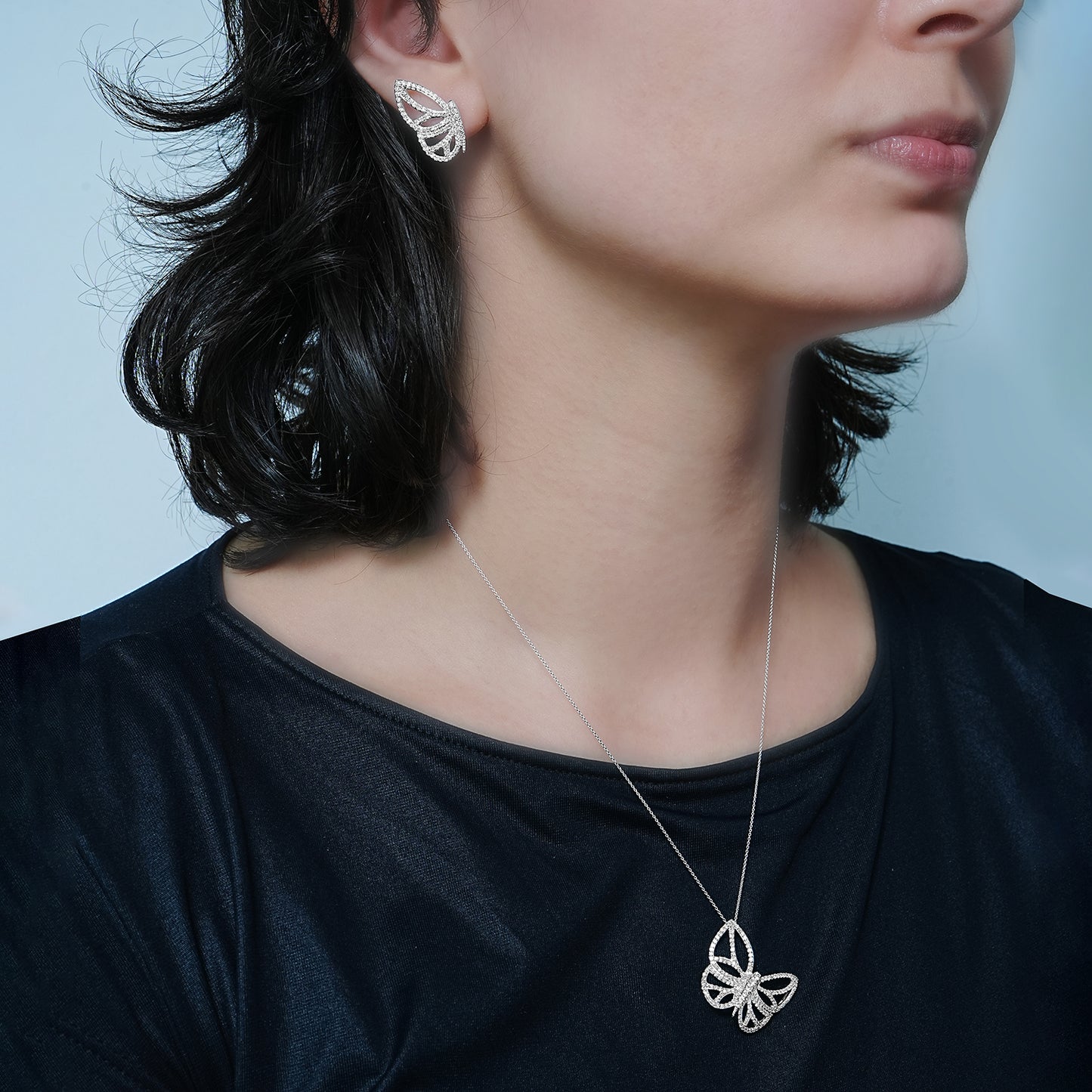 Boo White Gold Butterfly Wing Earrings