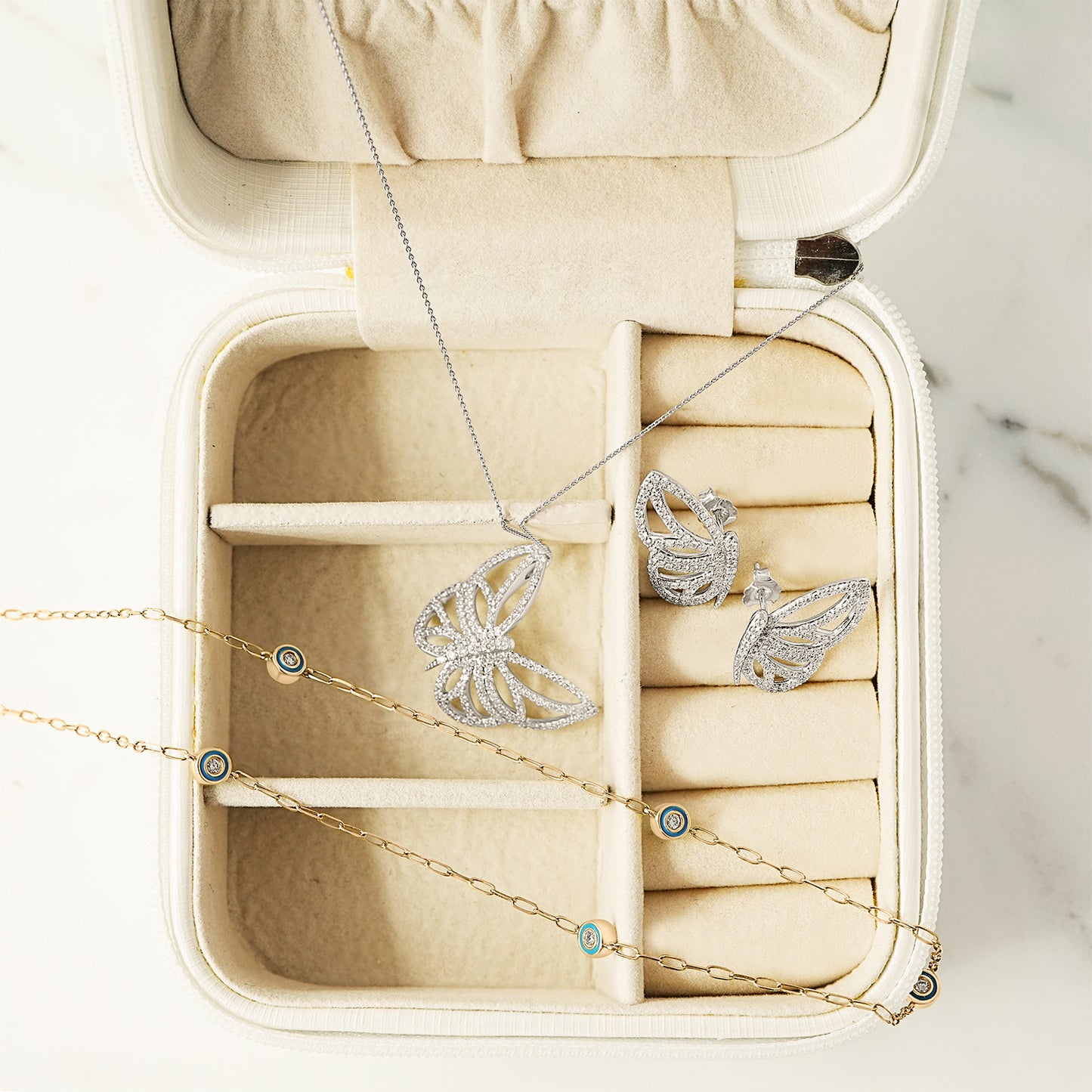 Boo White Gold Butterfly Wing Earrings