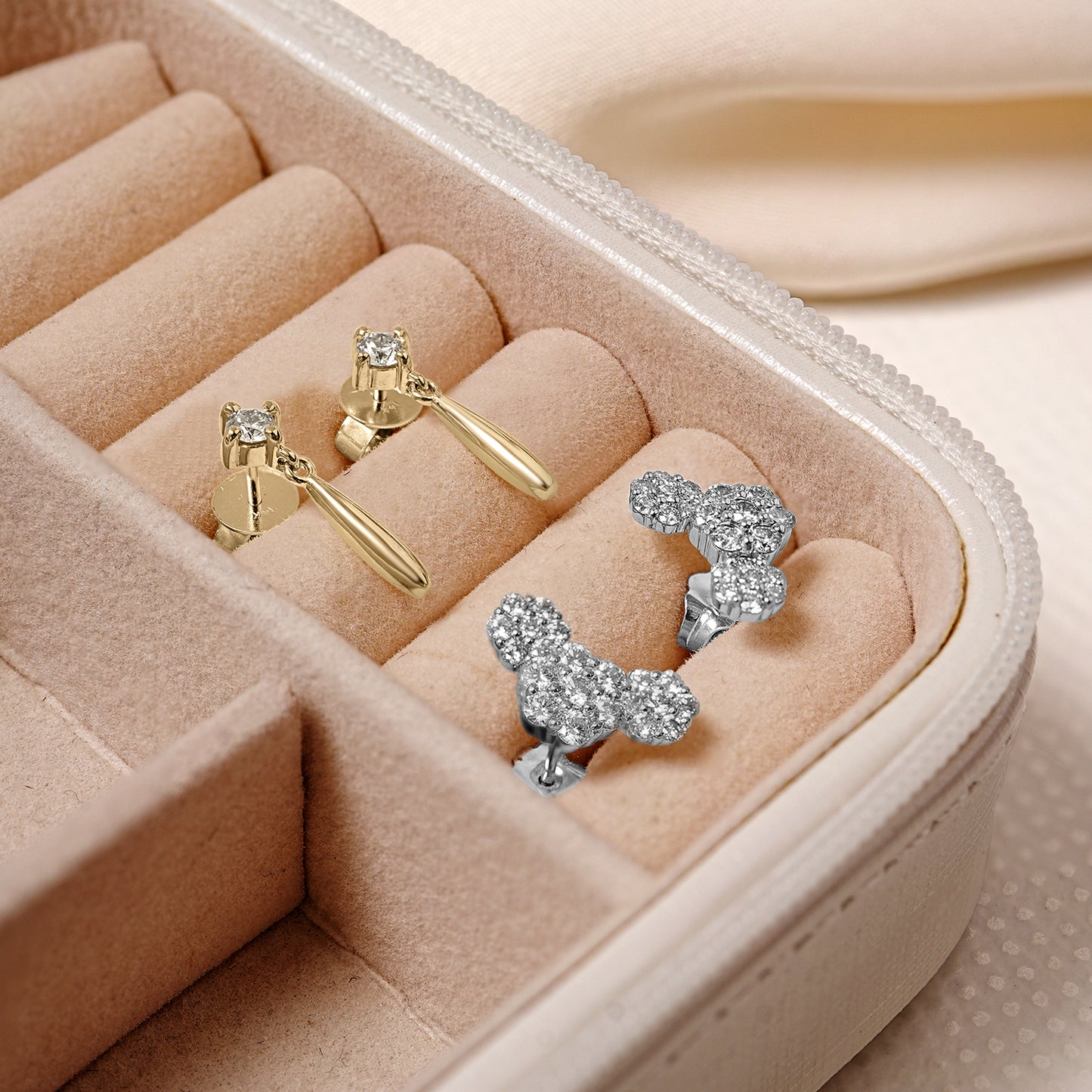 Becki Diamond Stud Earring With Gold Drop
