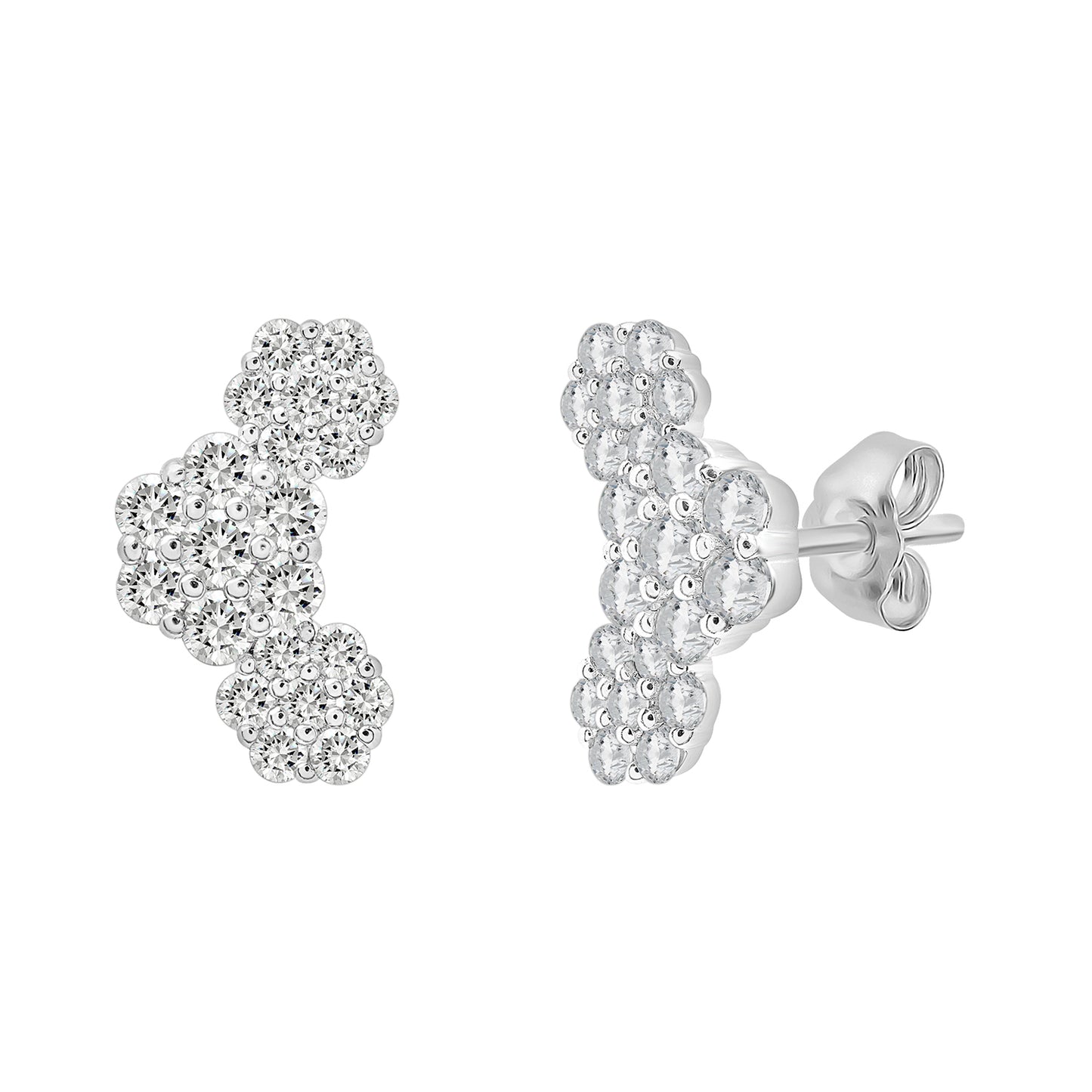 Susan Diamond Cluster Flower Crawler Earrings