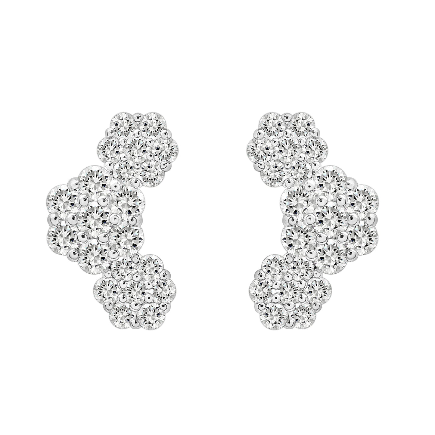 Susan Diamond Cluster Flower Crawler Earrings