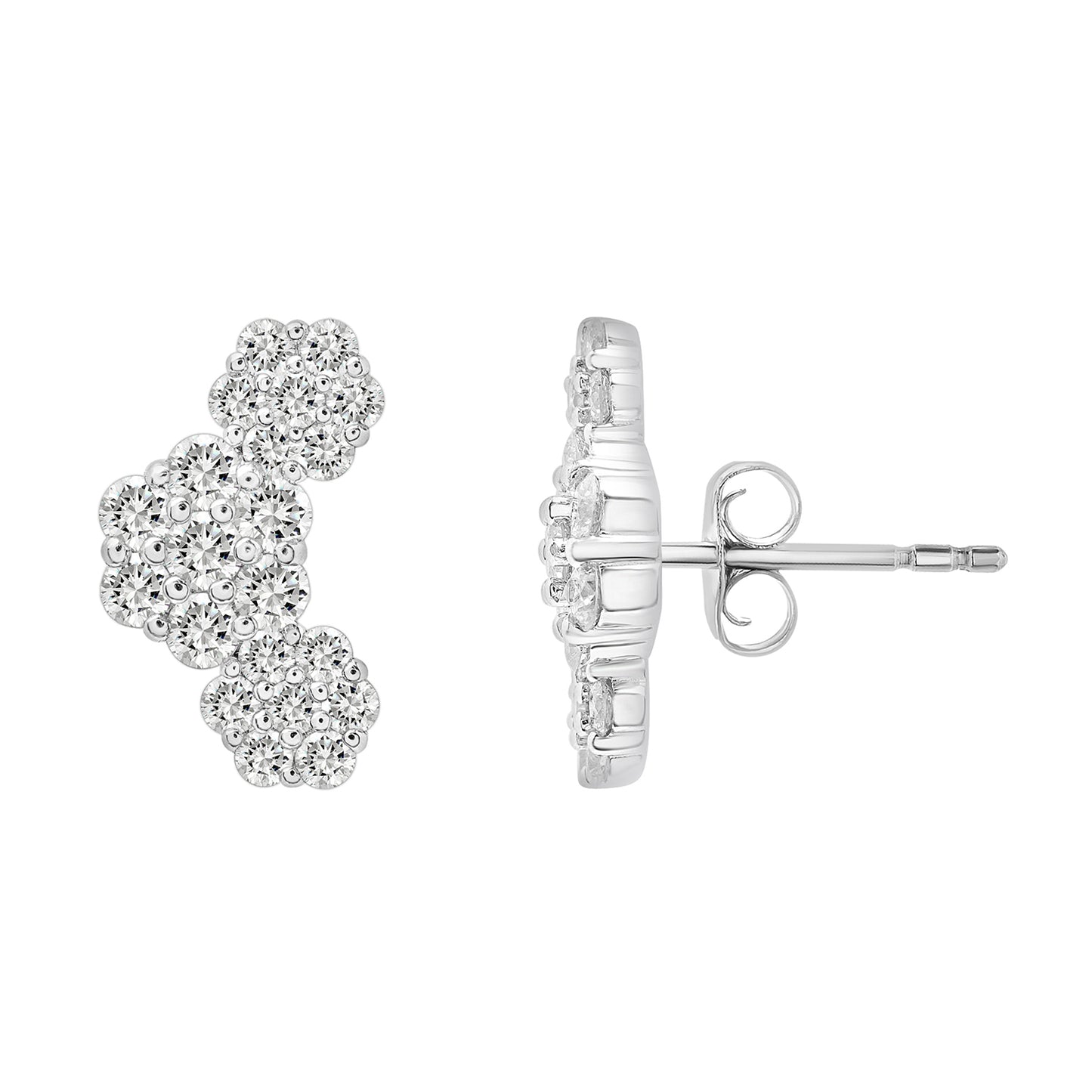 Susan Diamond Cluster Flower Crawler Earrings