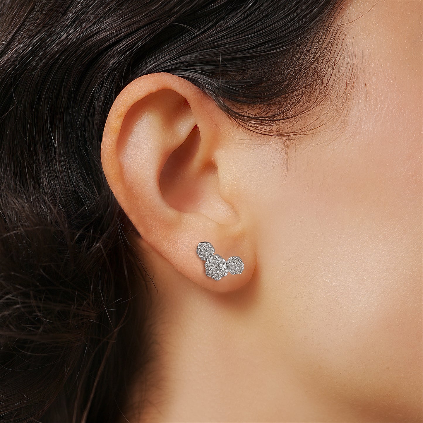 Susan Diamond Cluster Flower Crawler Earrings