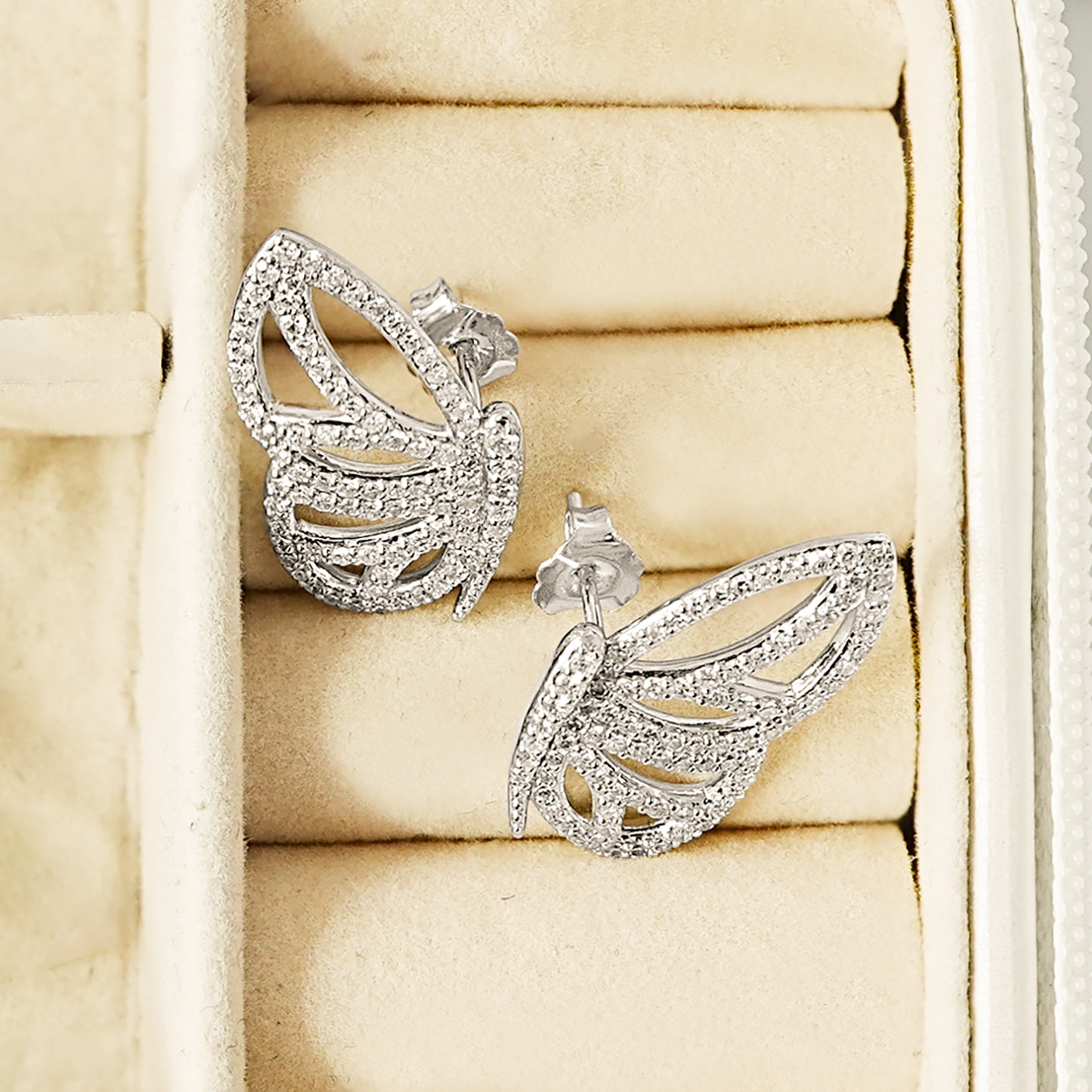 Boo White Gold Butterfly Wing Earrings