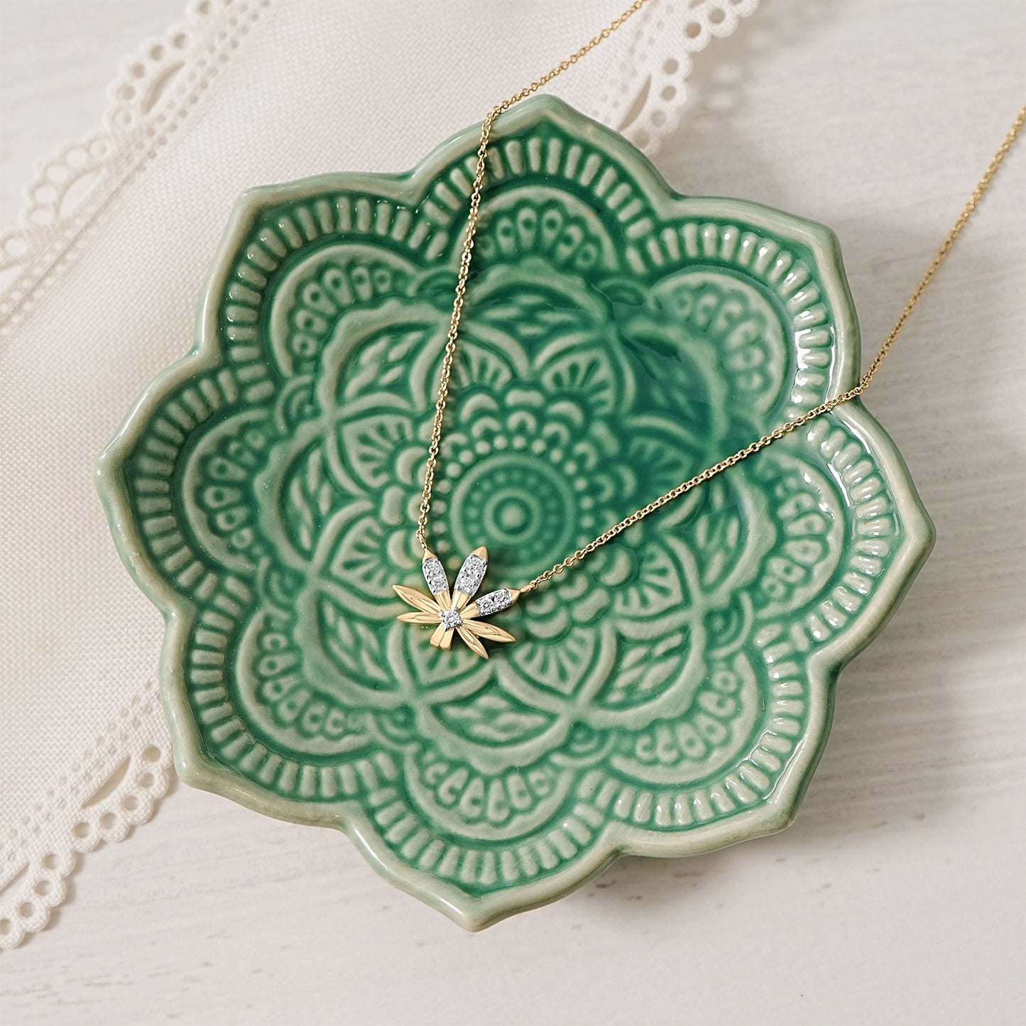 Mary Jane Diamond Leaf Necklace