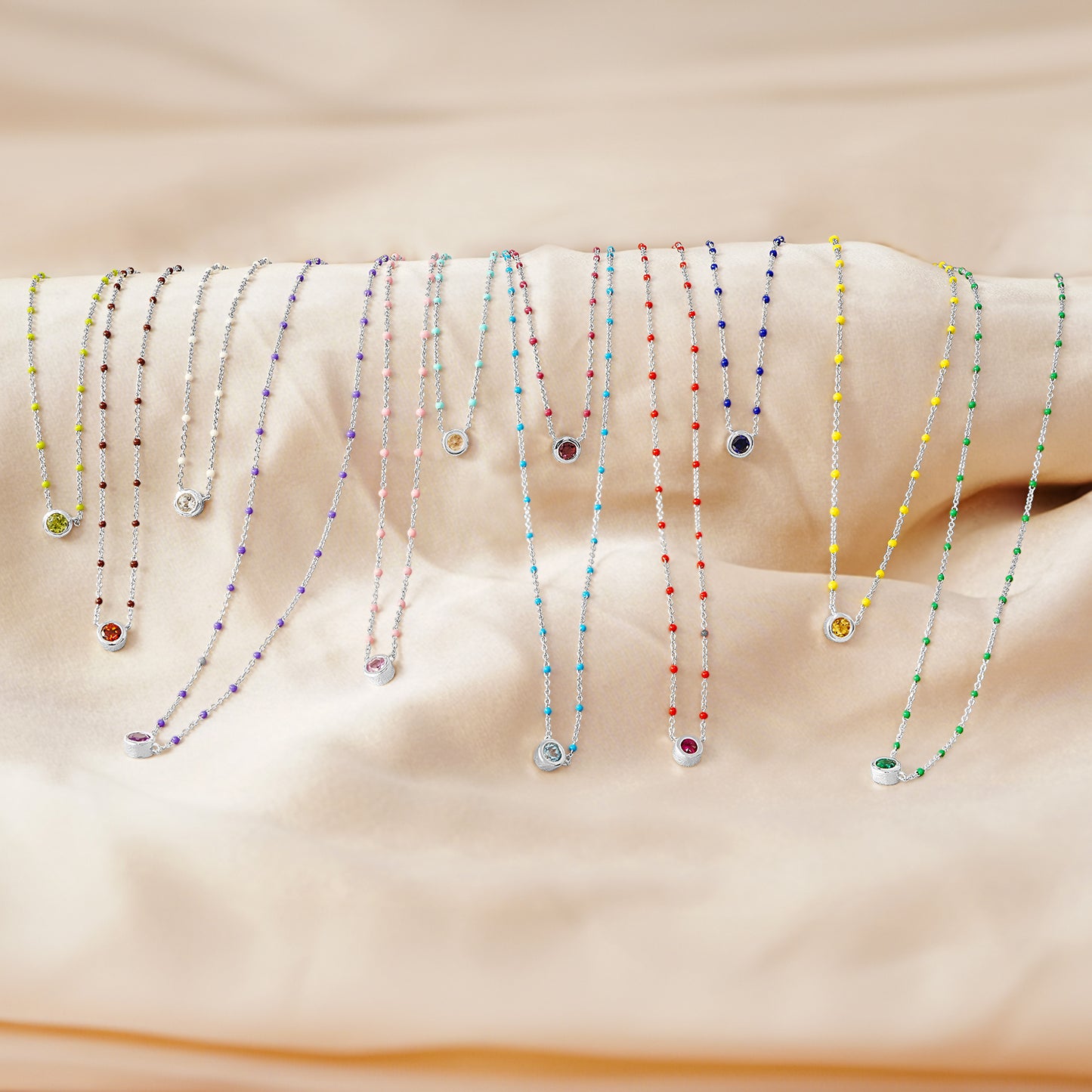 Birthstone Enamel Necklace