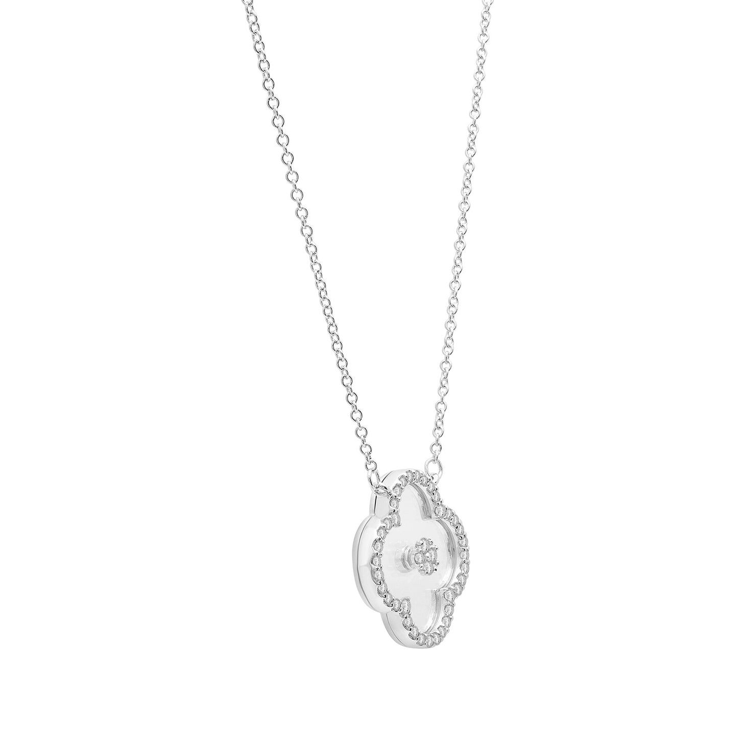 Bianca Diamond Clover Necklace - 14k White Gold