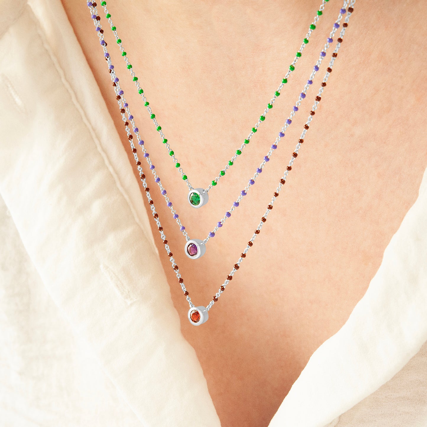 Birthstone Enamel Necklace