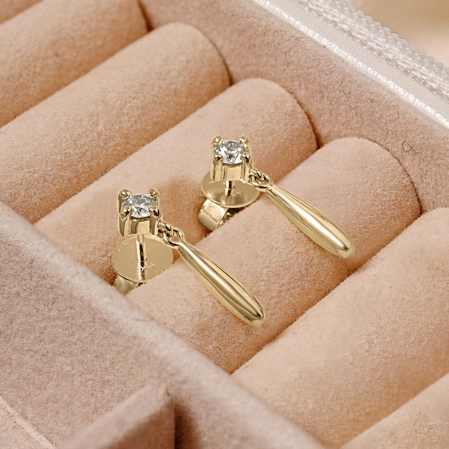 Becki Diamond Stud Earring With Gold Drop
