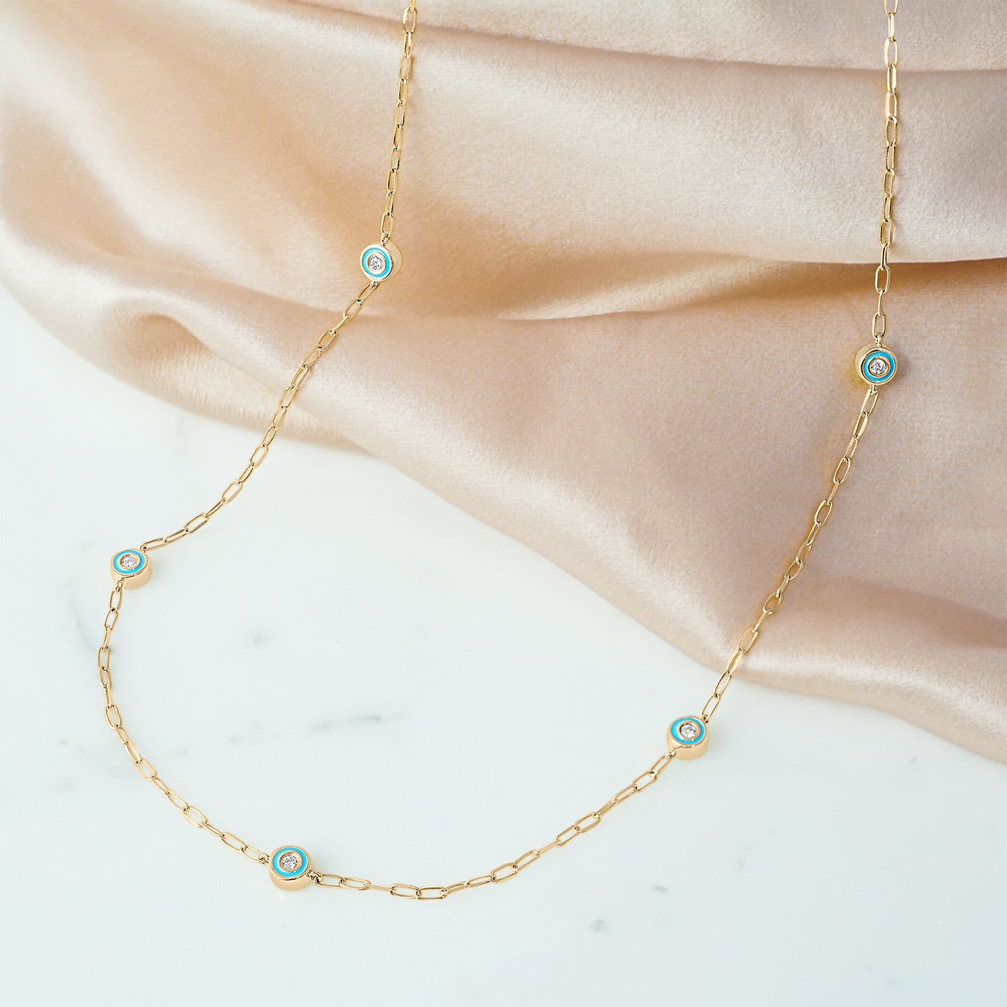 Amanda - Turquoise Enamel Diamond Necklace