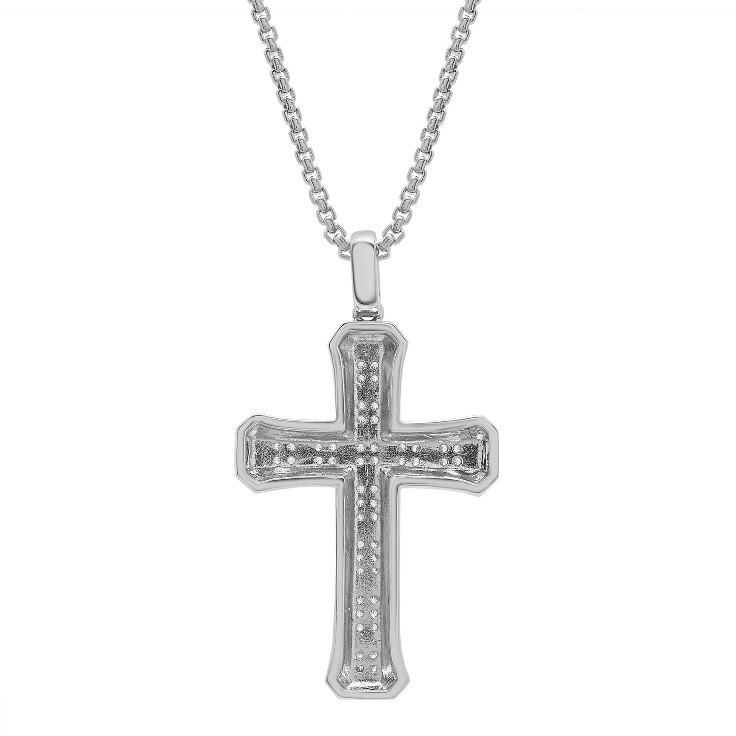 1/4 Ct. T.W Diamond Men's Cross Pendant in Sterling Silver Front view