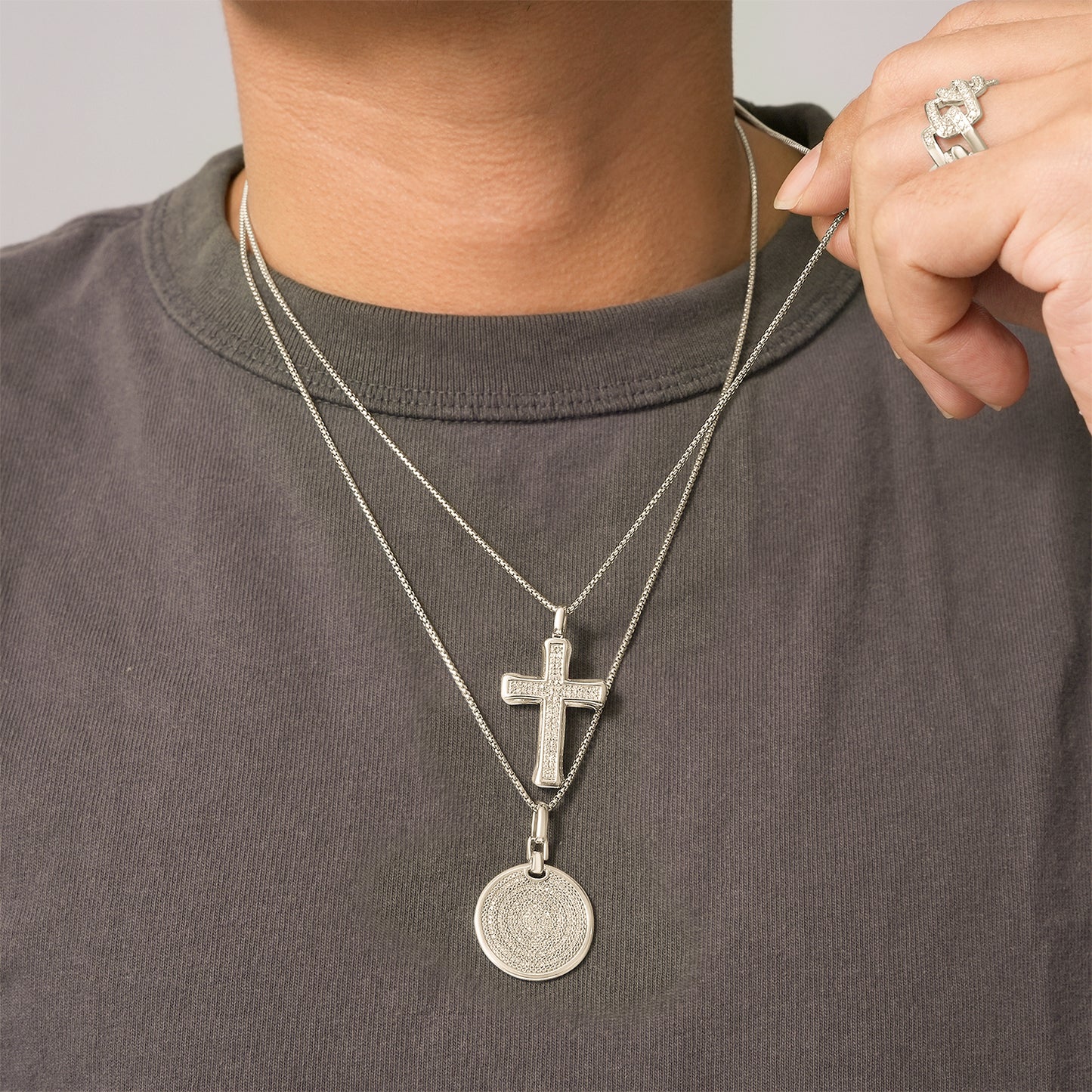 Two 1/2 Ct. T.W Diamond Men's Pendant in Sterling Silver