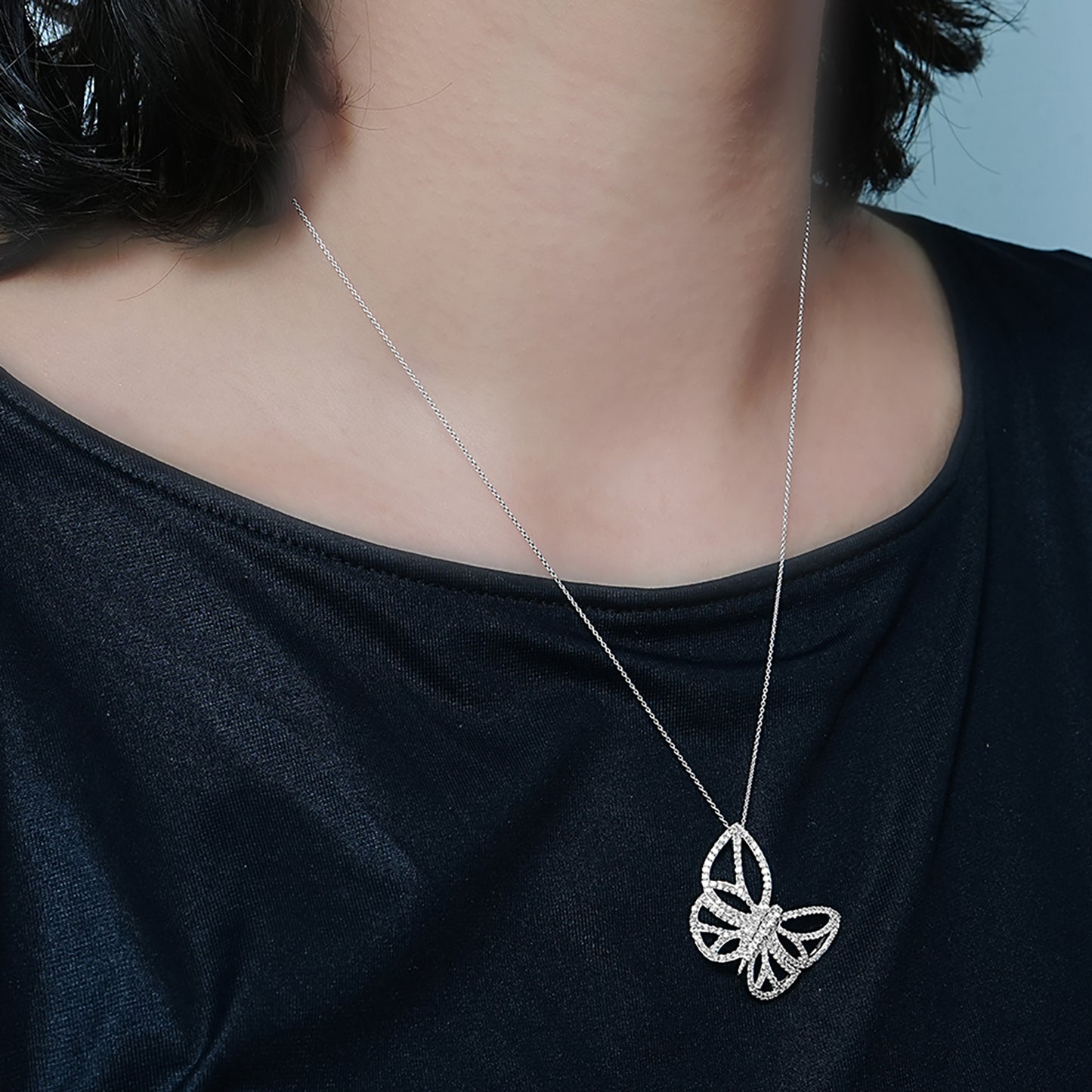 Barbara White Gold Butterfly Wing Pendant