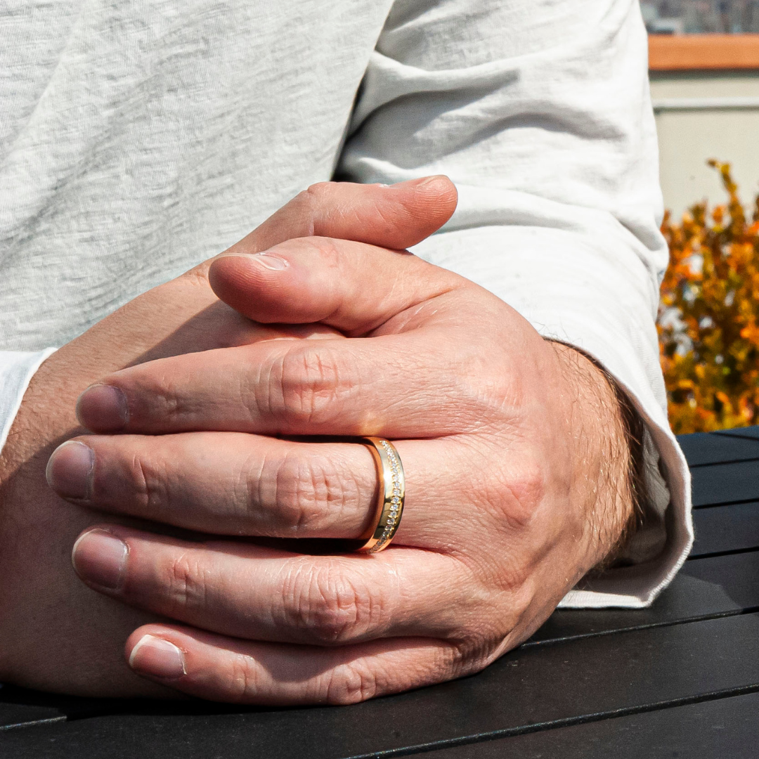 Diamond Eternity Band In Men's Hand