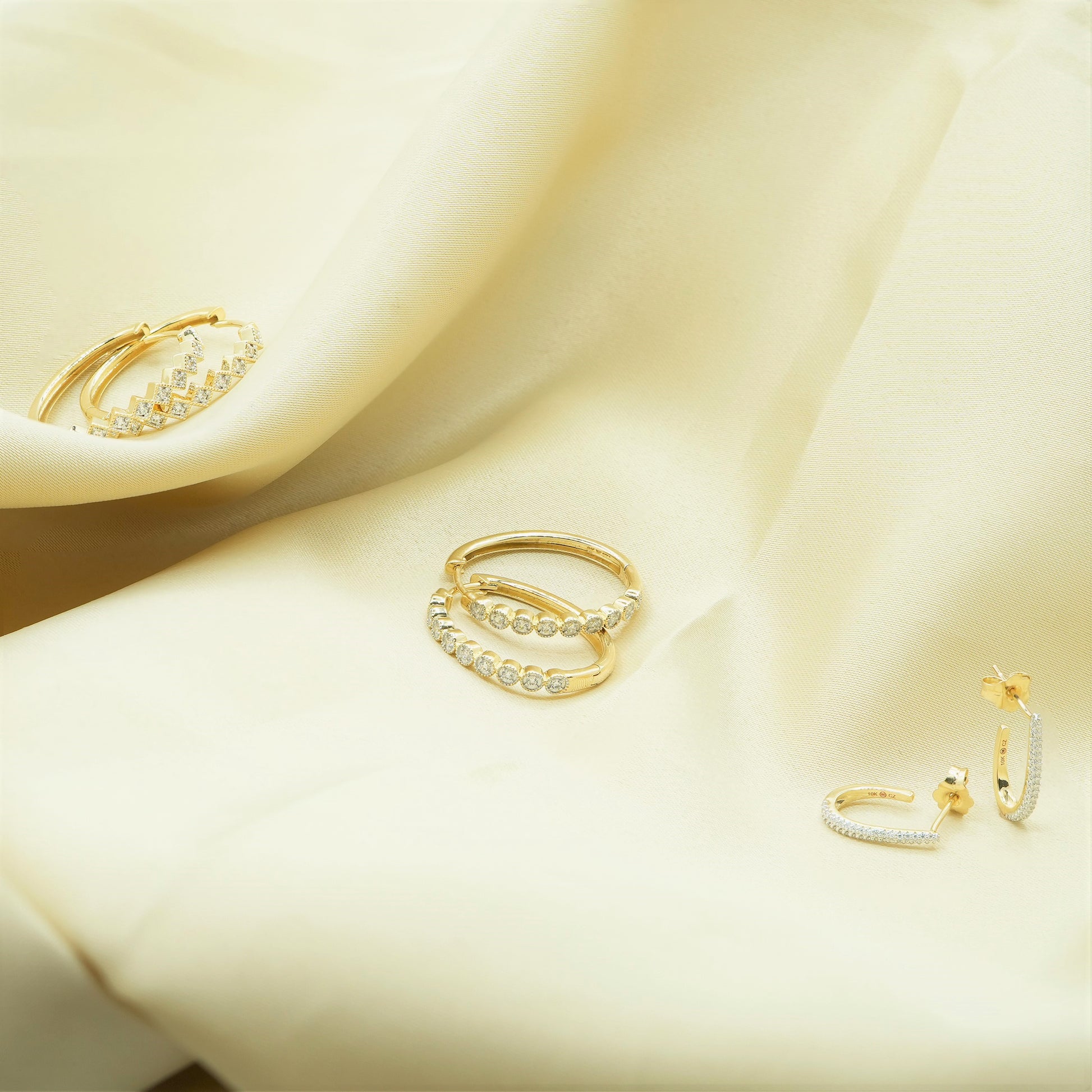 Elise Diamond Dot Hoop Earrings In Different Shape