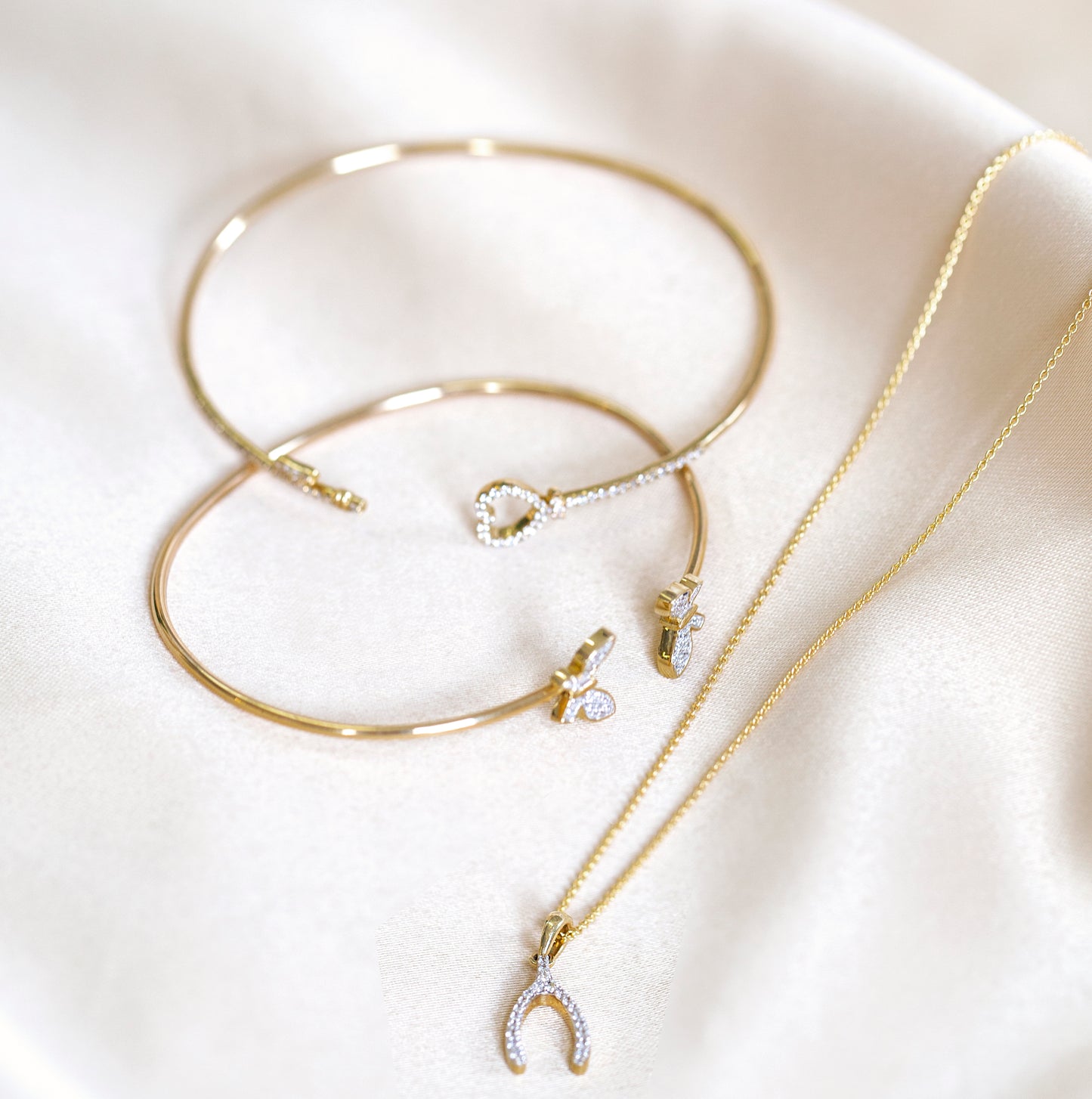 Penny Wishbone Pendant with Diamonds for Neck