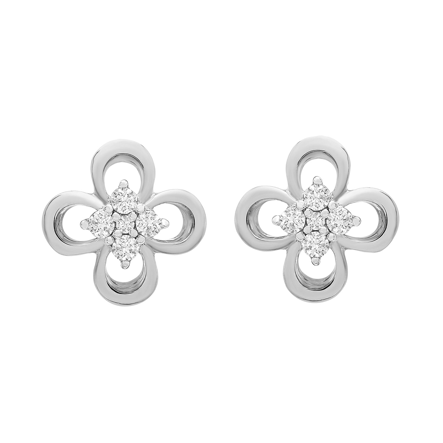 Eva Flower Stud Earrings In Silver