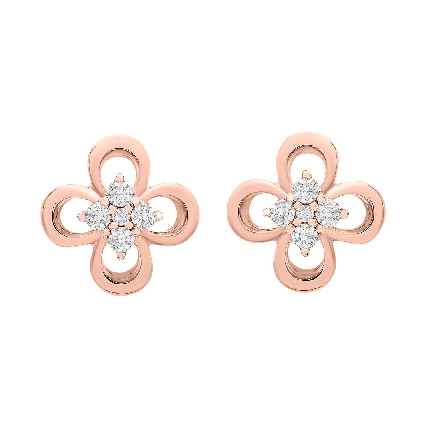 Eva Flower Stud Earrings In Rose Gold