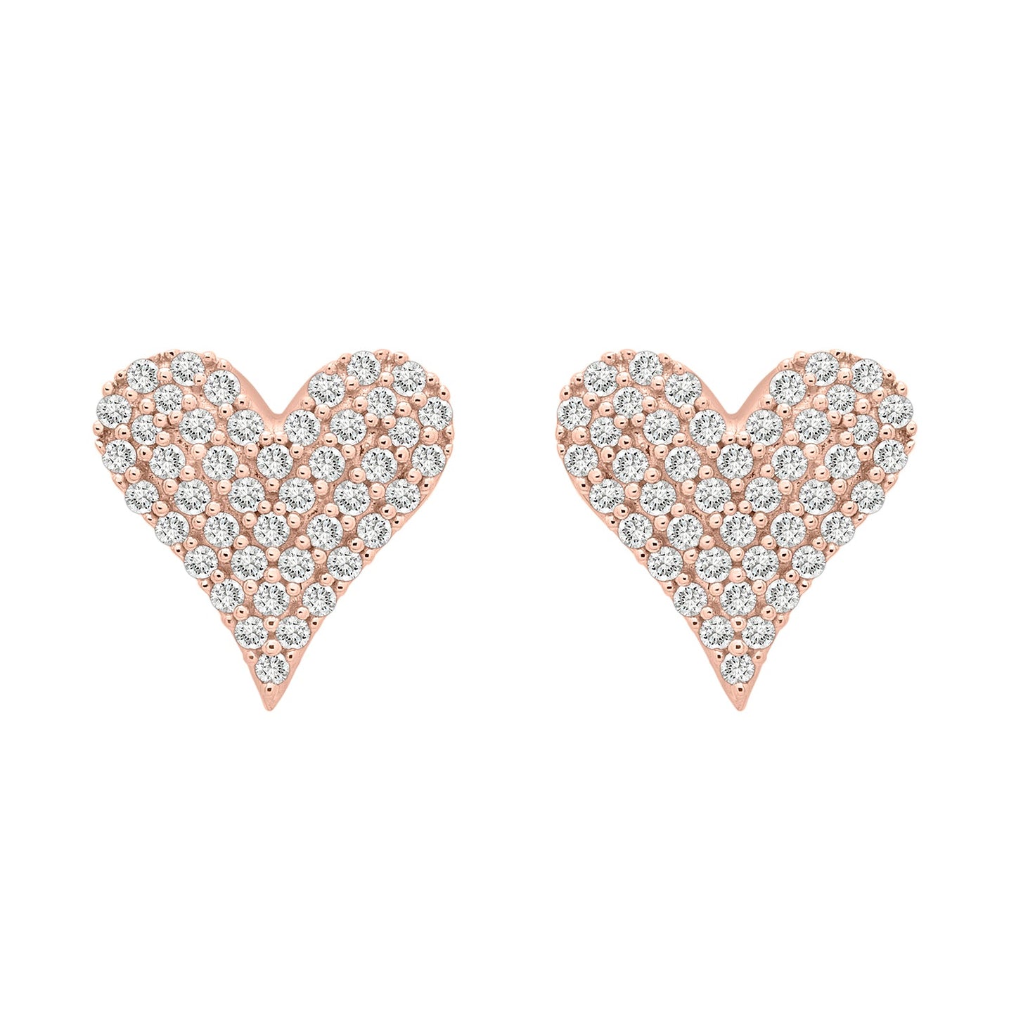 1/4CT RND HEART EARRINGS In Rose Gold