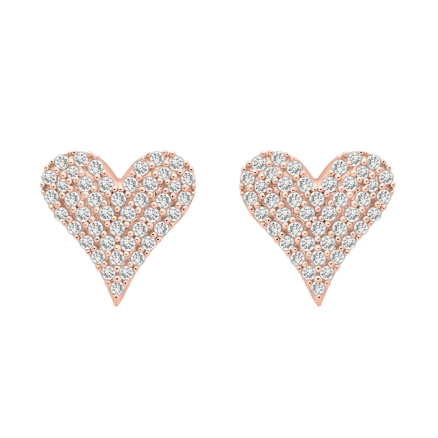 1/4CT RND HEART EARRINGS In Rose Gold