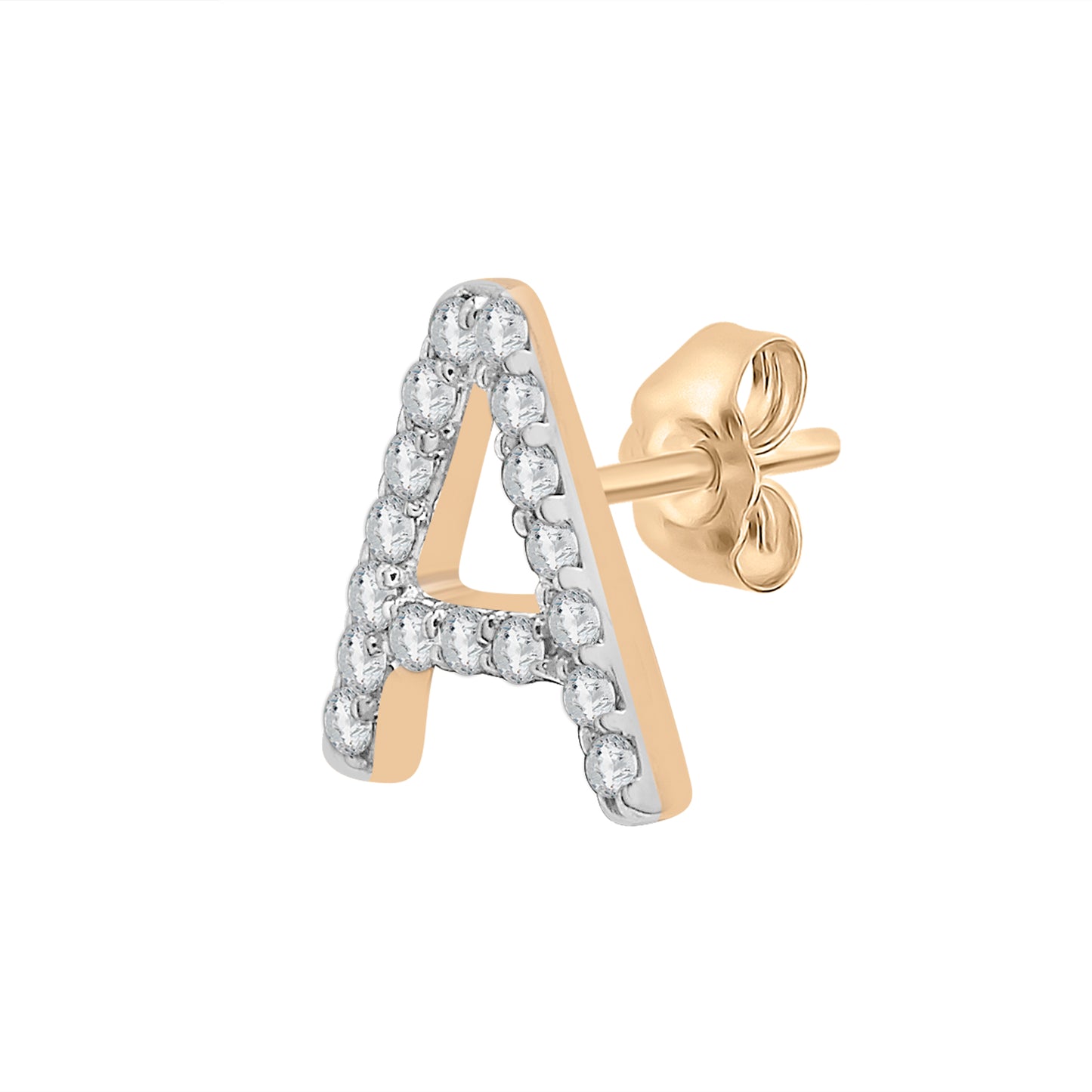 Single Initial Diamond Stud - A