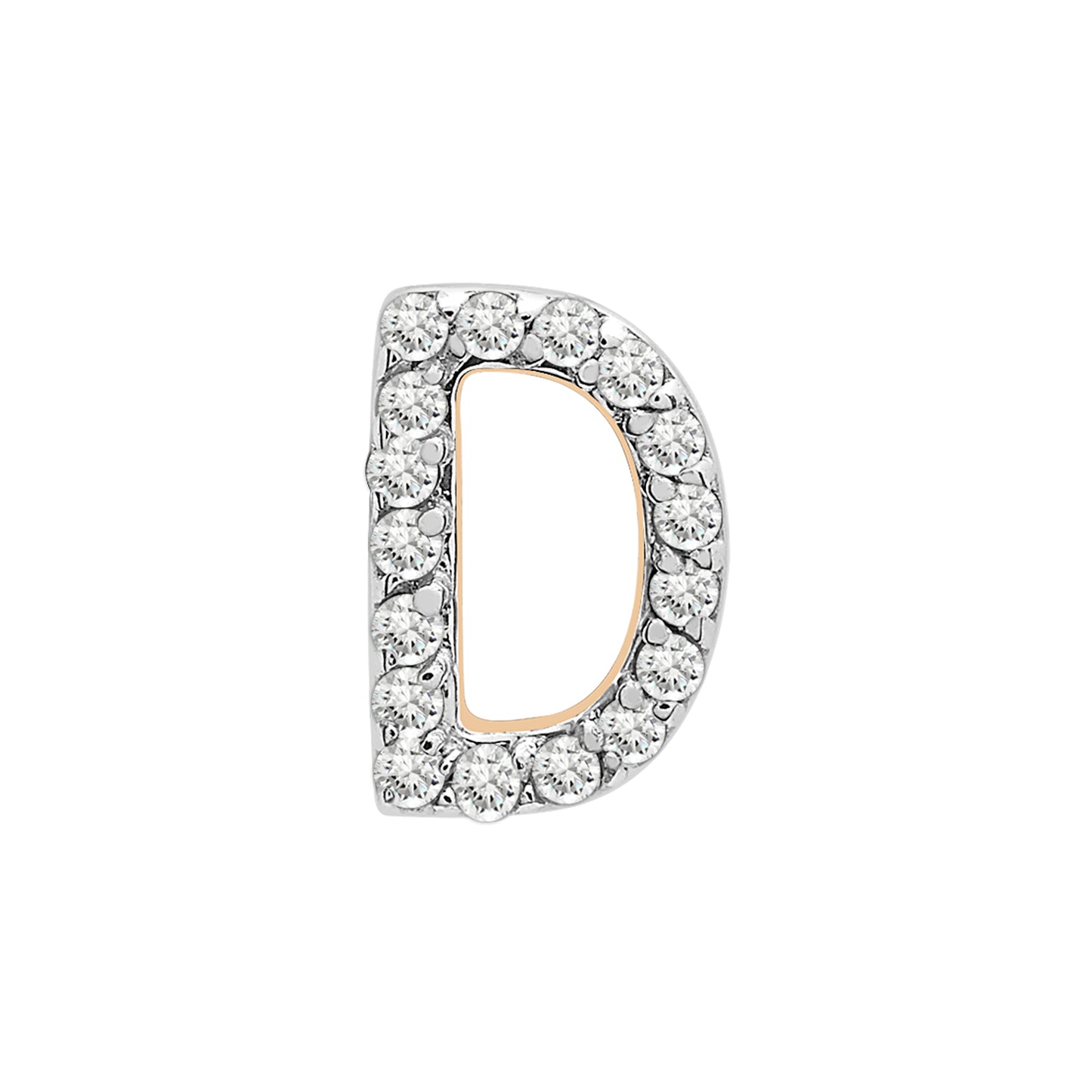 Single Initial Diamond Stud - D in Yellow Gold