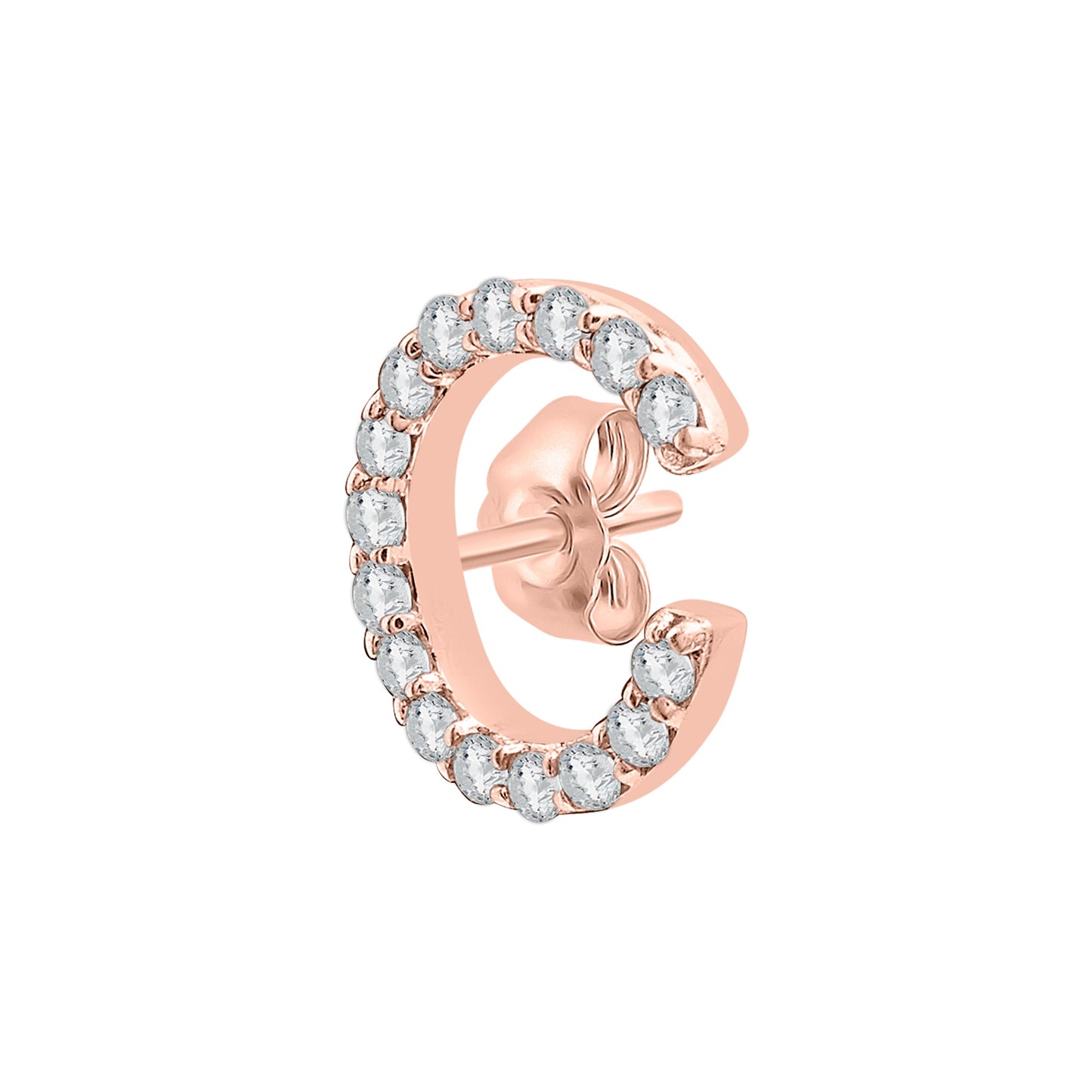 Single Initial Diamond Stud - C in Rose Gold