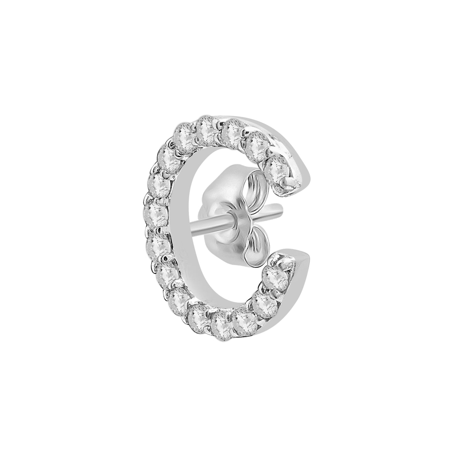 Single Initial Diamond Stud - C in White Gold