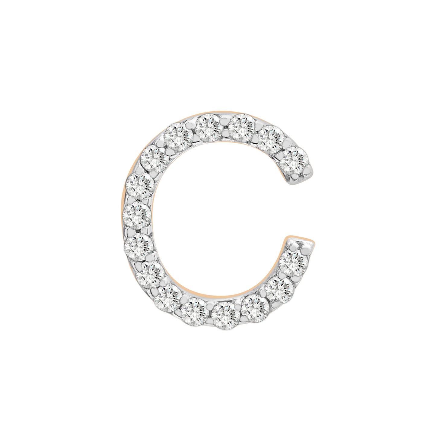 Single Initial Diamond Stud - C in Yellow Gold