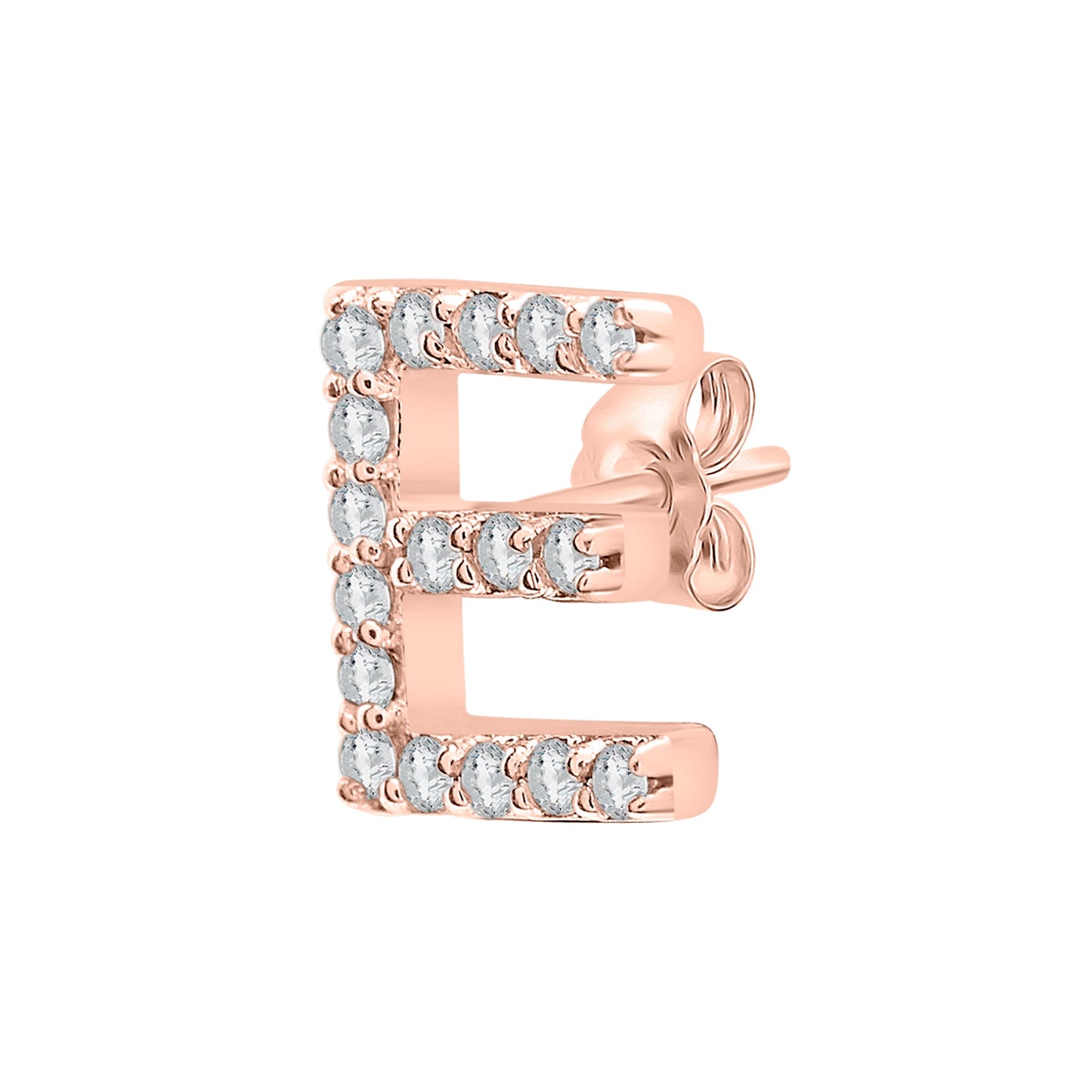 Single Initial Diamond Stud - E in Rose Gold