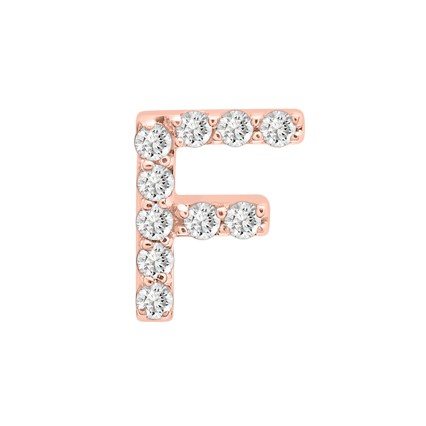 Single Initial Diamond Stud - F in Rose Gold