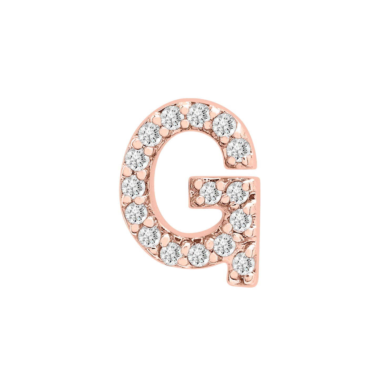 Single Initial Diamond Stud - G in Rose Gold