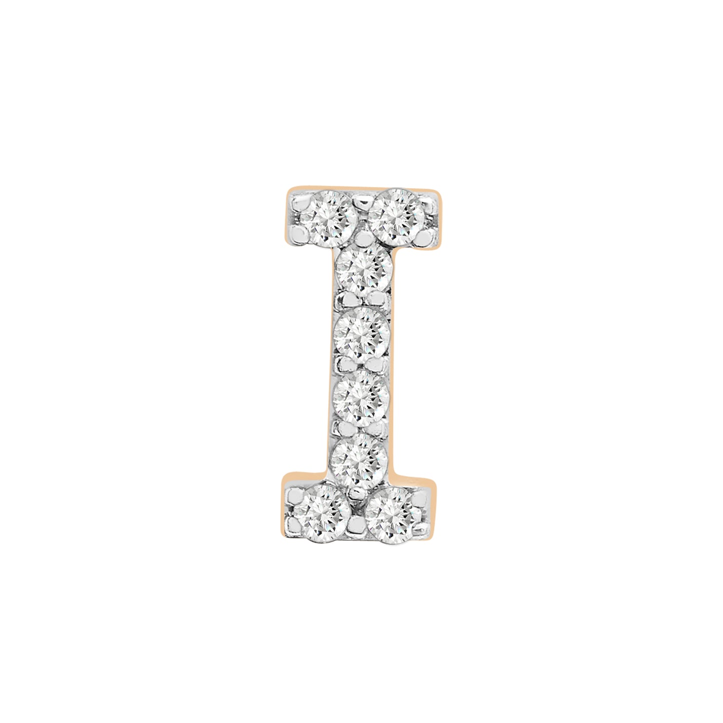Single Initial Diamond Stud - I in Yellow Gold