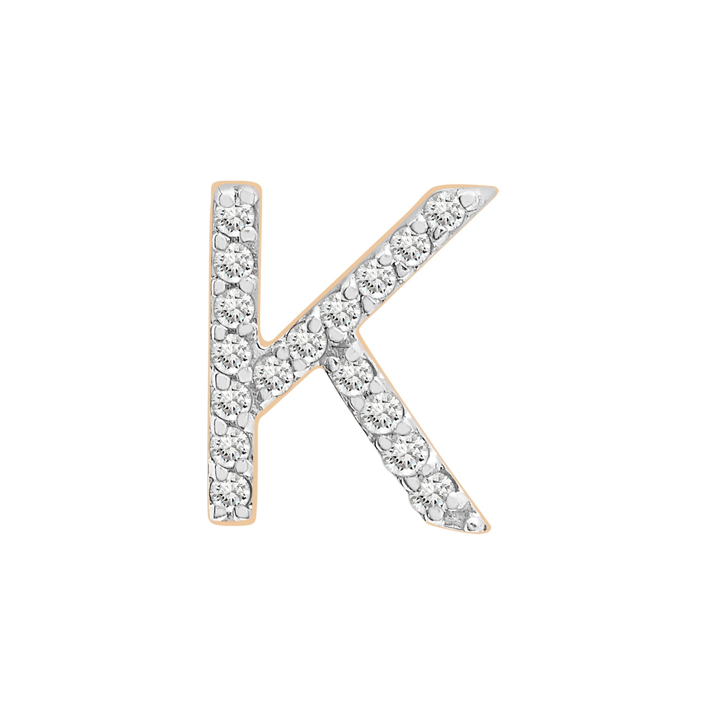 Single Initial Diamond Stud - K in Yellow Gold