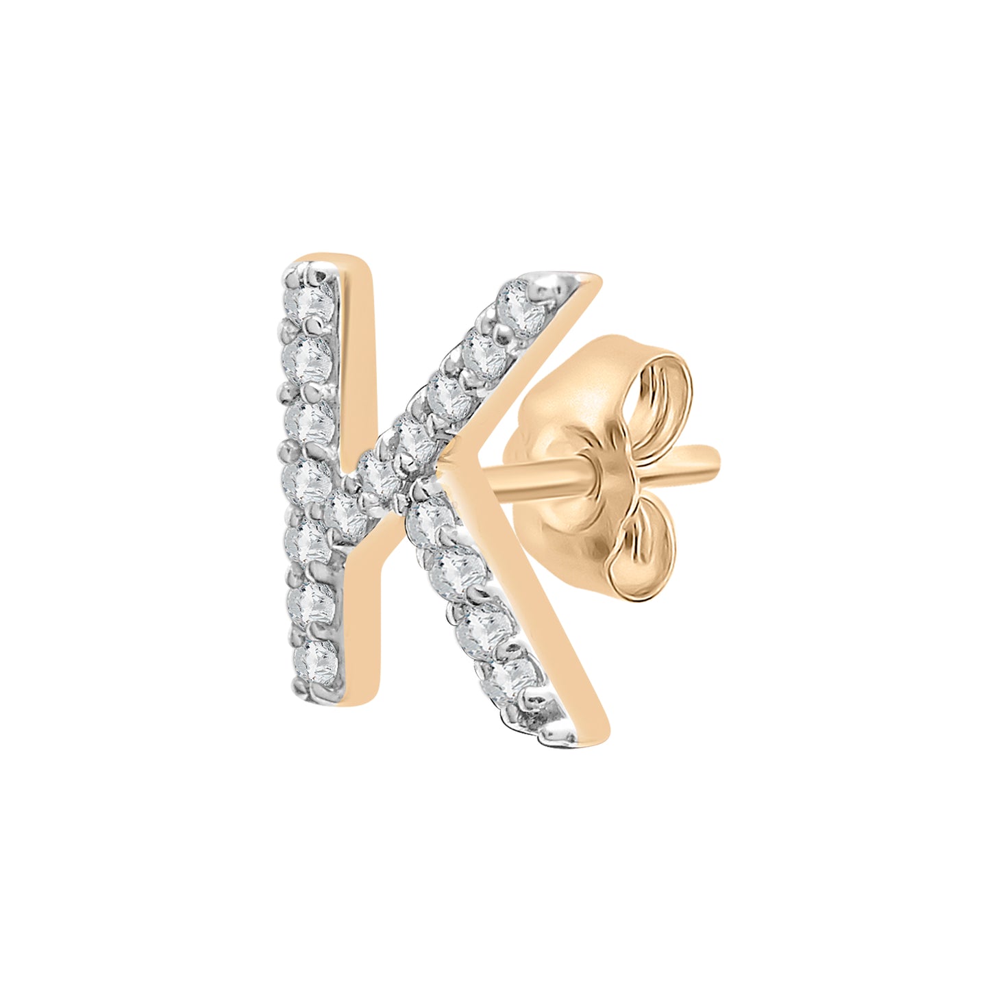 Single Initial Diamond Stud - K