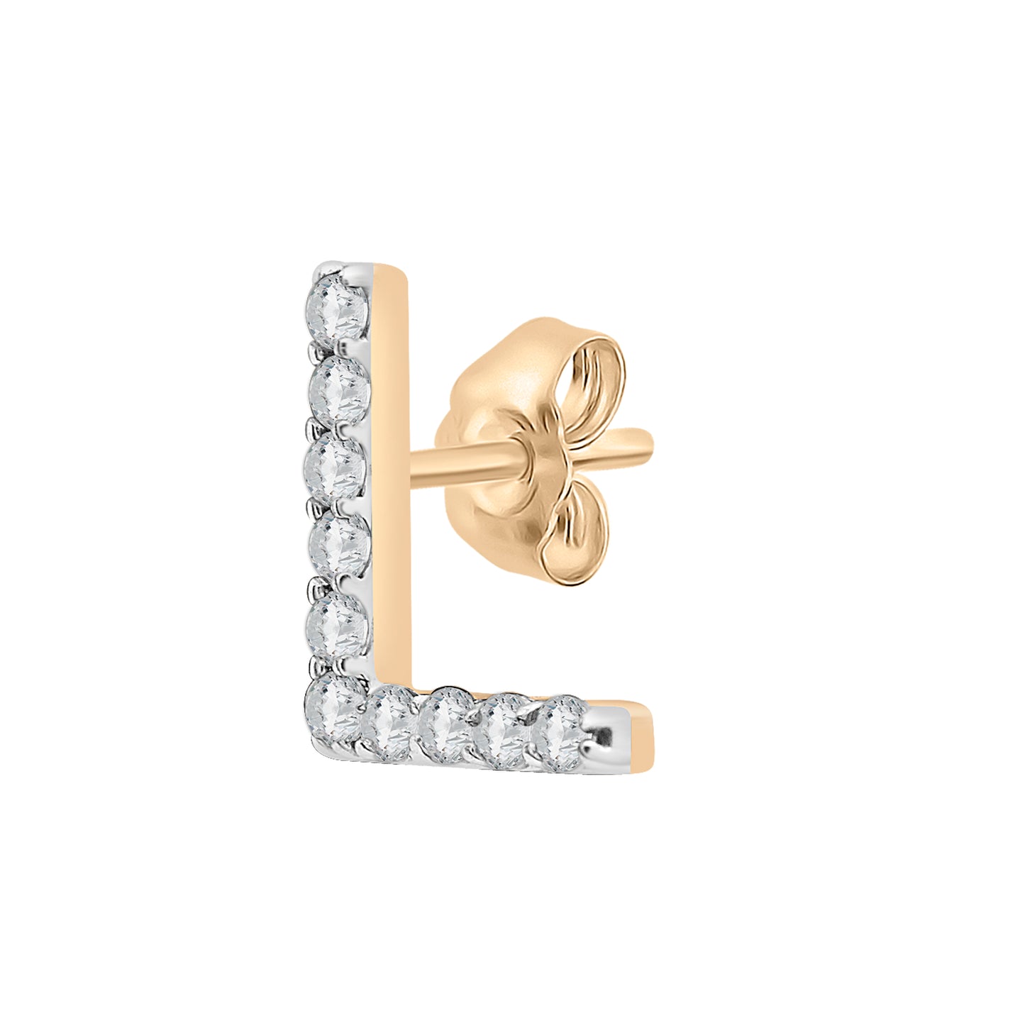 Single Initial Diamond Stud - L