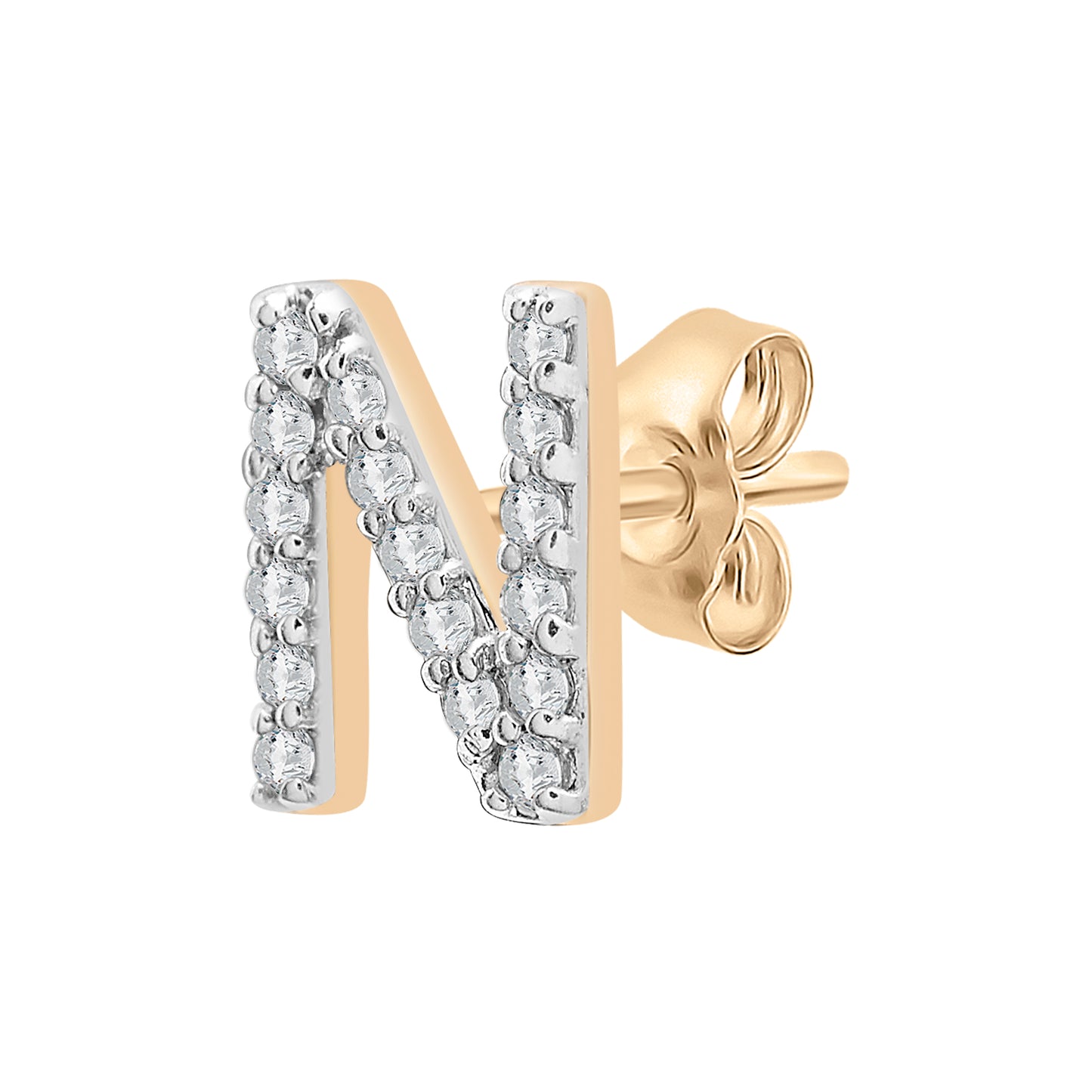 Single Initial Diamond Stud - N