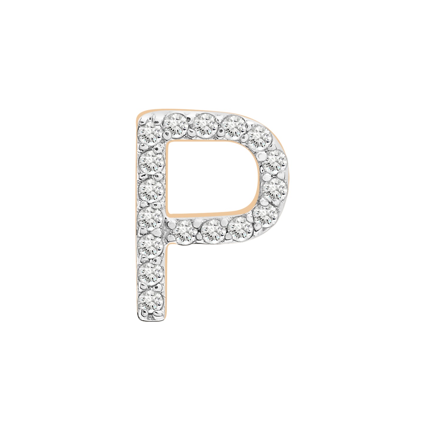 Single Initial Diamond Stud - P in Yellow Gold
