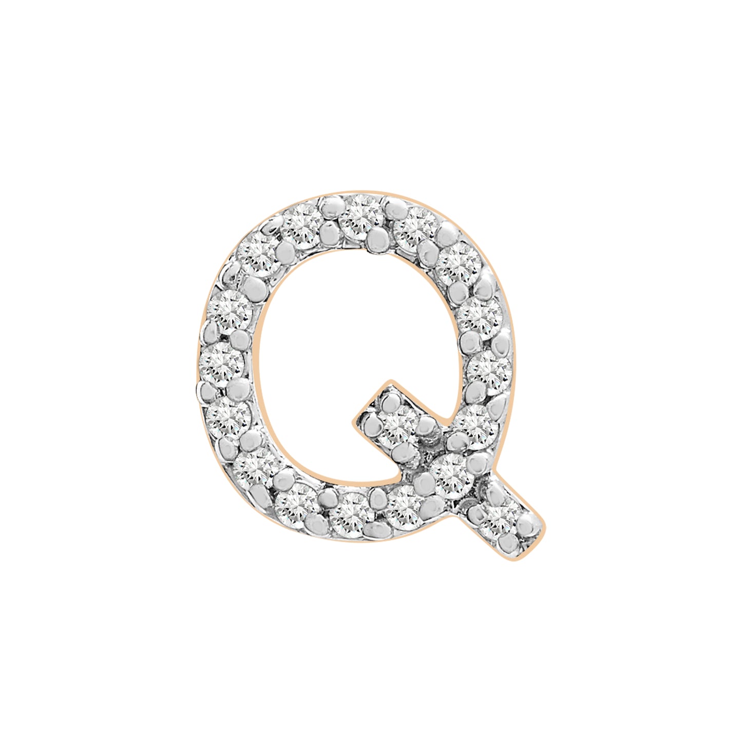 Single Initial Diamond Stud - Q in Yellow Gold