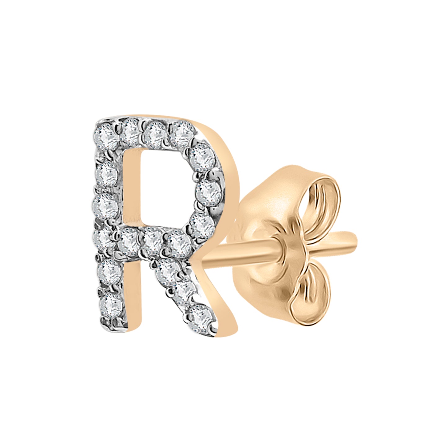 Single Initial Diamond Stud - R