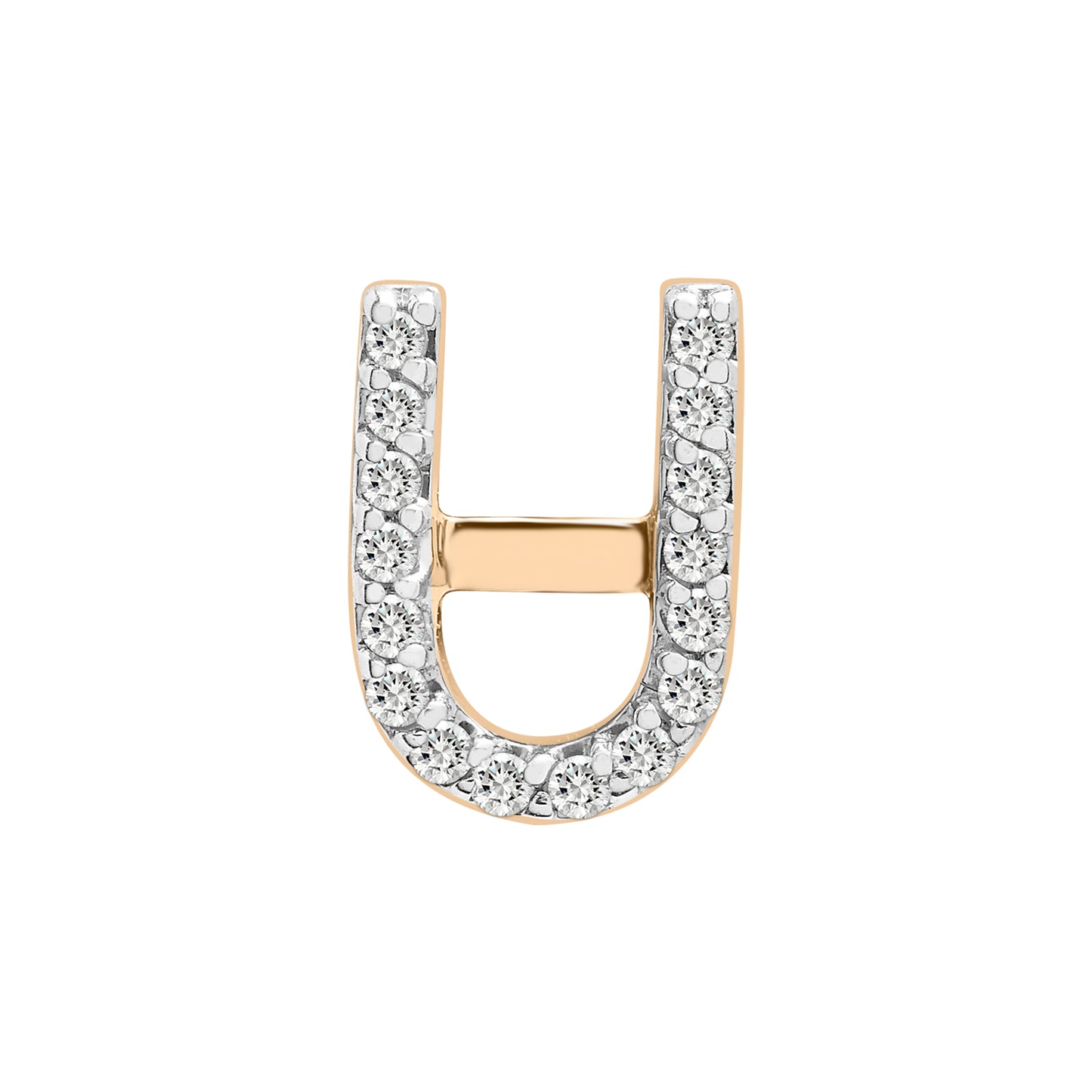 Single Initial Diamond Stud - U in Yellow Gold