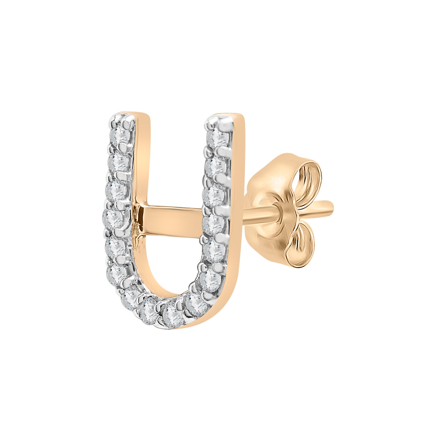 Single Initial Diamond Stud - U