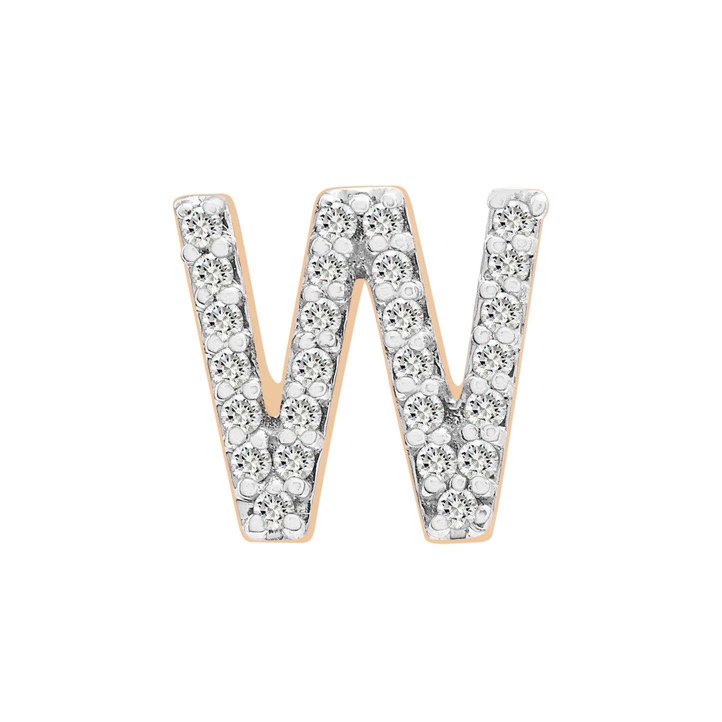 Single Initial Diamond Stud - W in Yellow Gold