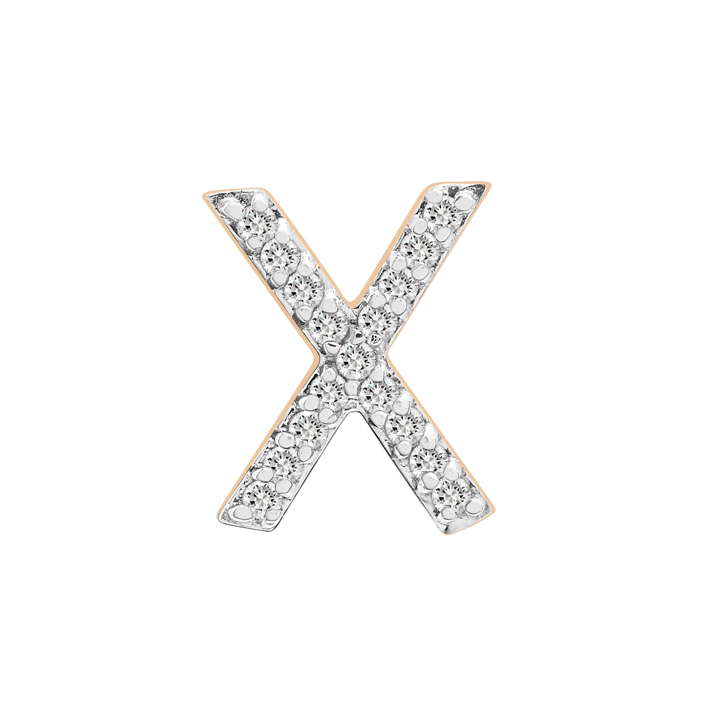 Single Initial Diamond Stud - X in Yellow Gold