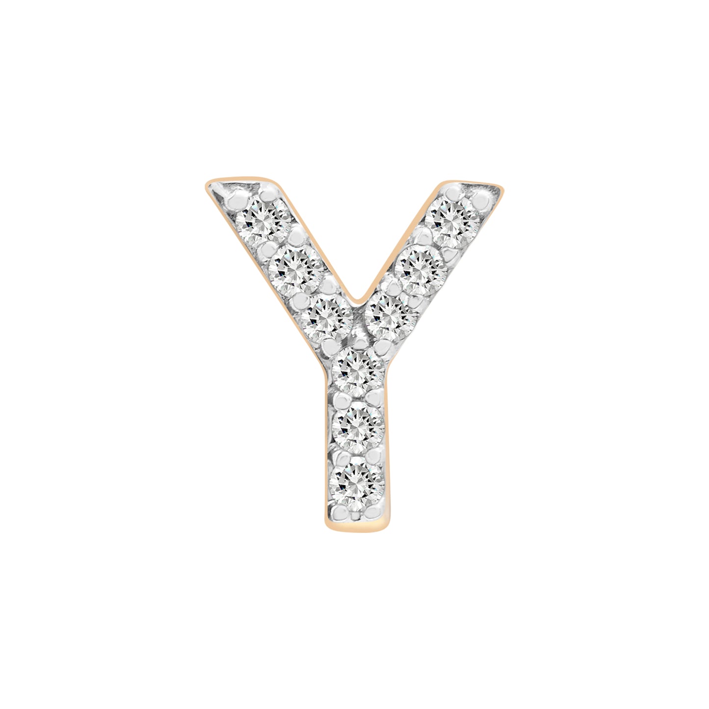 Single Initial Diamond Stud - Y in Yellow Gold