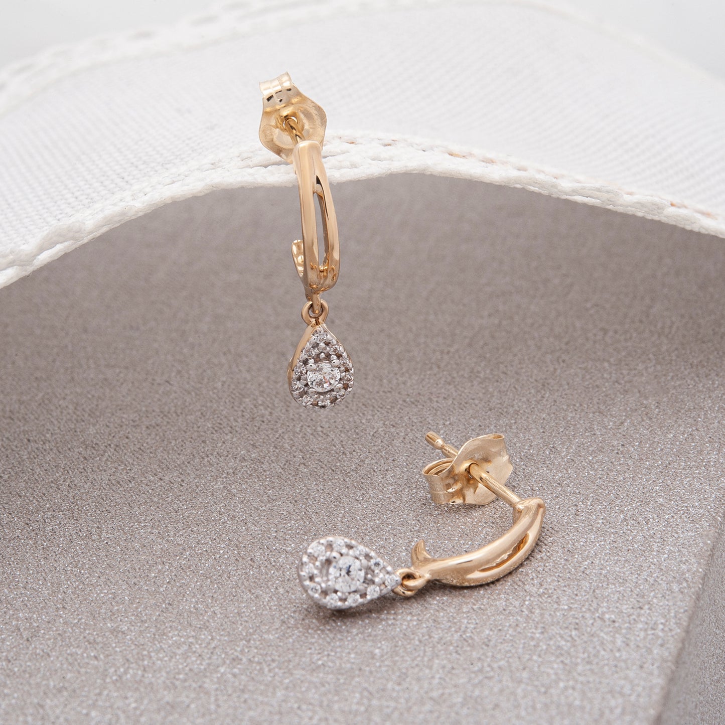 Edan Diamond Pear Dangle Earrings On Cloth